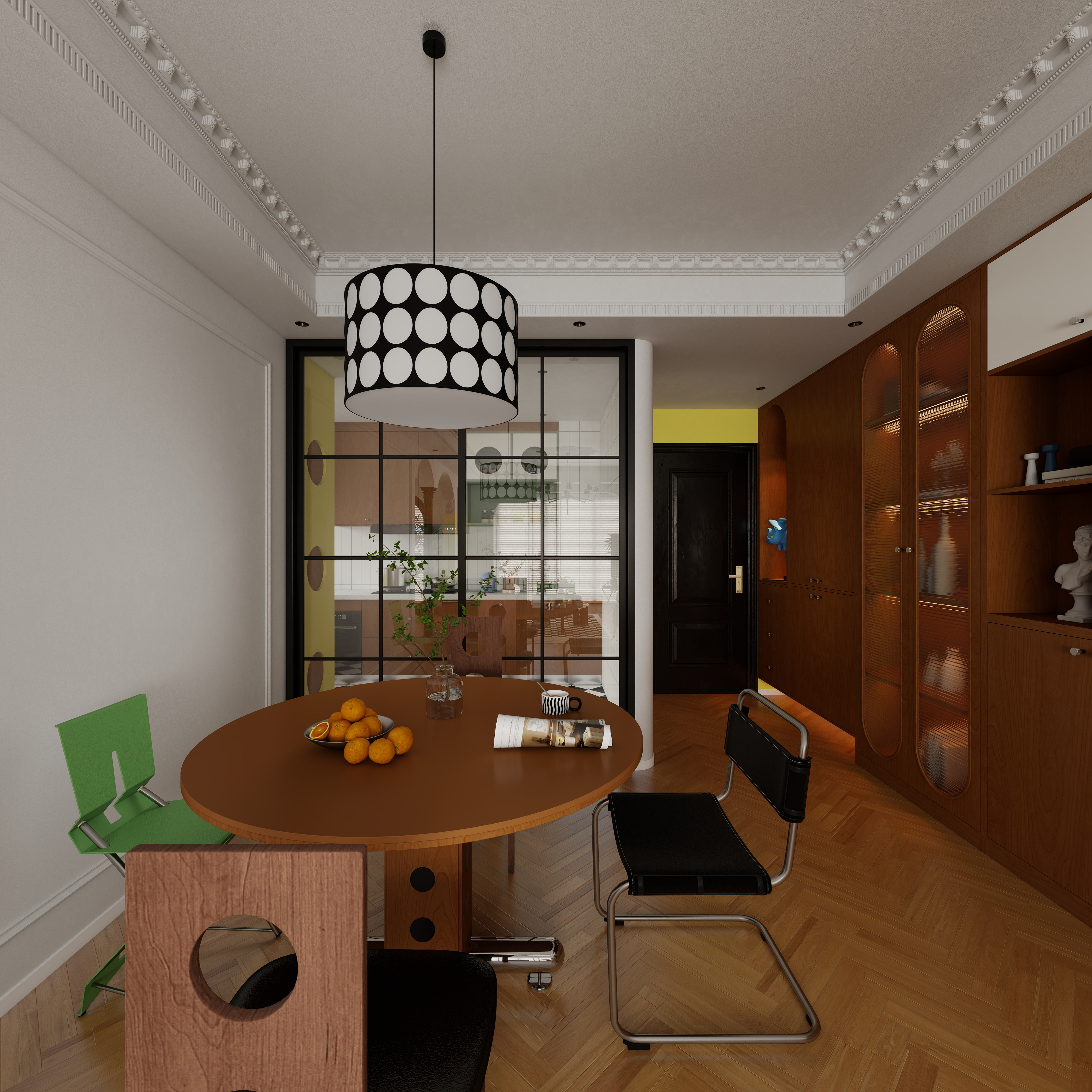 星空设计500一套-法式包豪斯混搭风格一层客餐厅装修效果图第3张