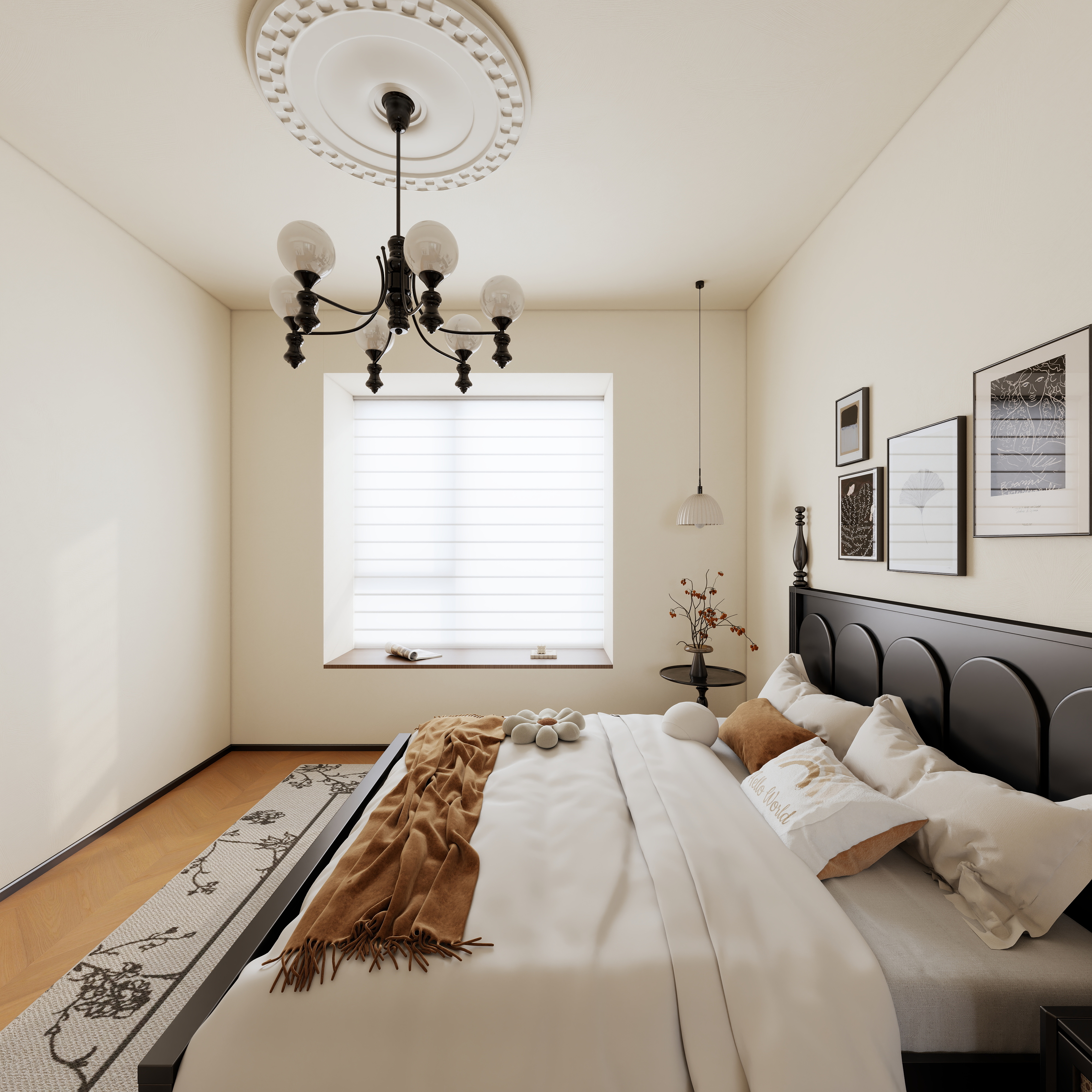 星空设计500一套-法式中古112㎡三室一层主卧装修效果图第4张