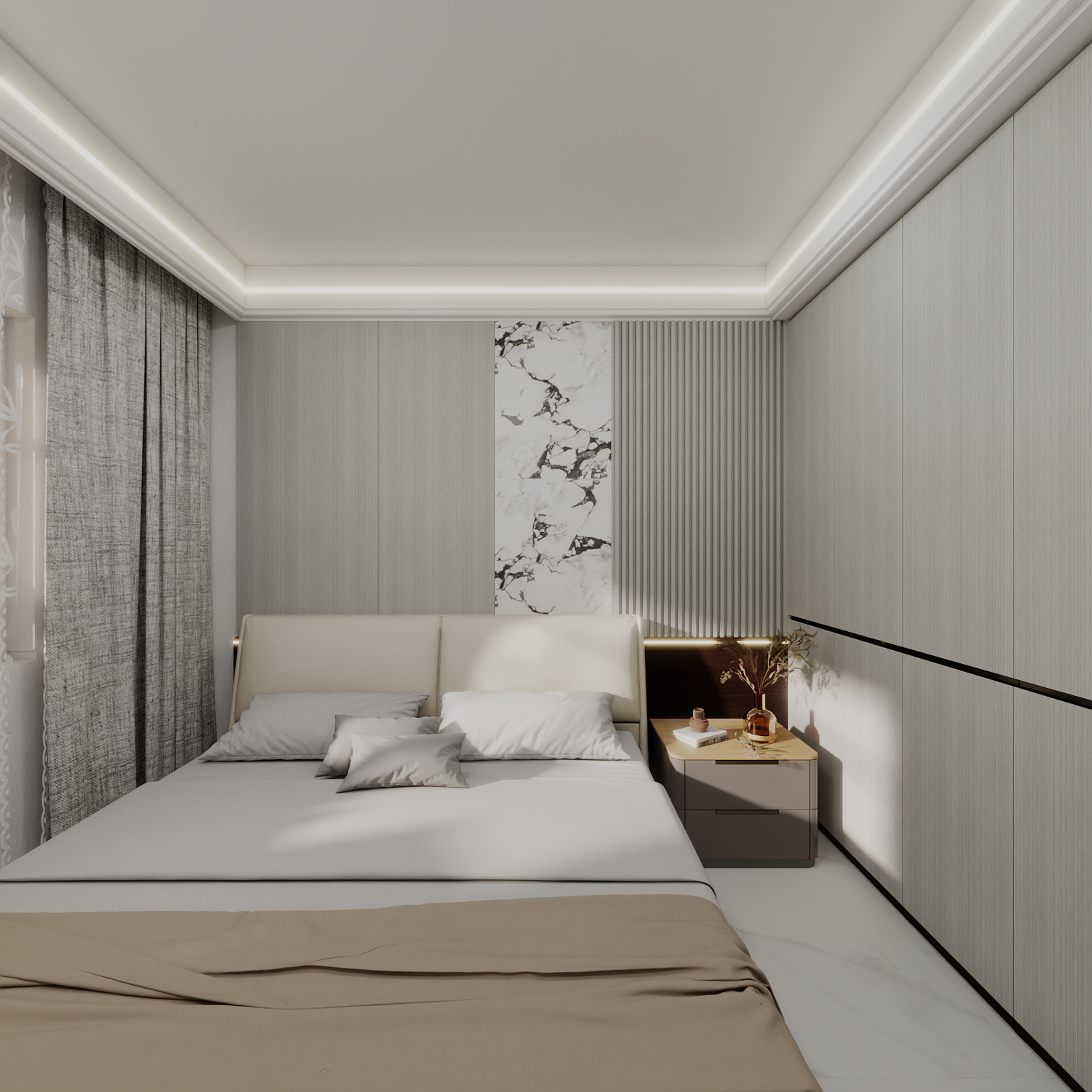 珈源工作室-现代简约。后现代一层次卧装修效果图第3张