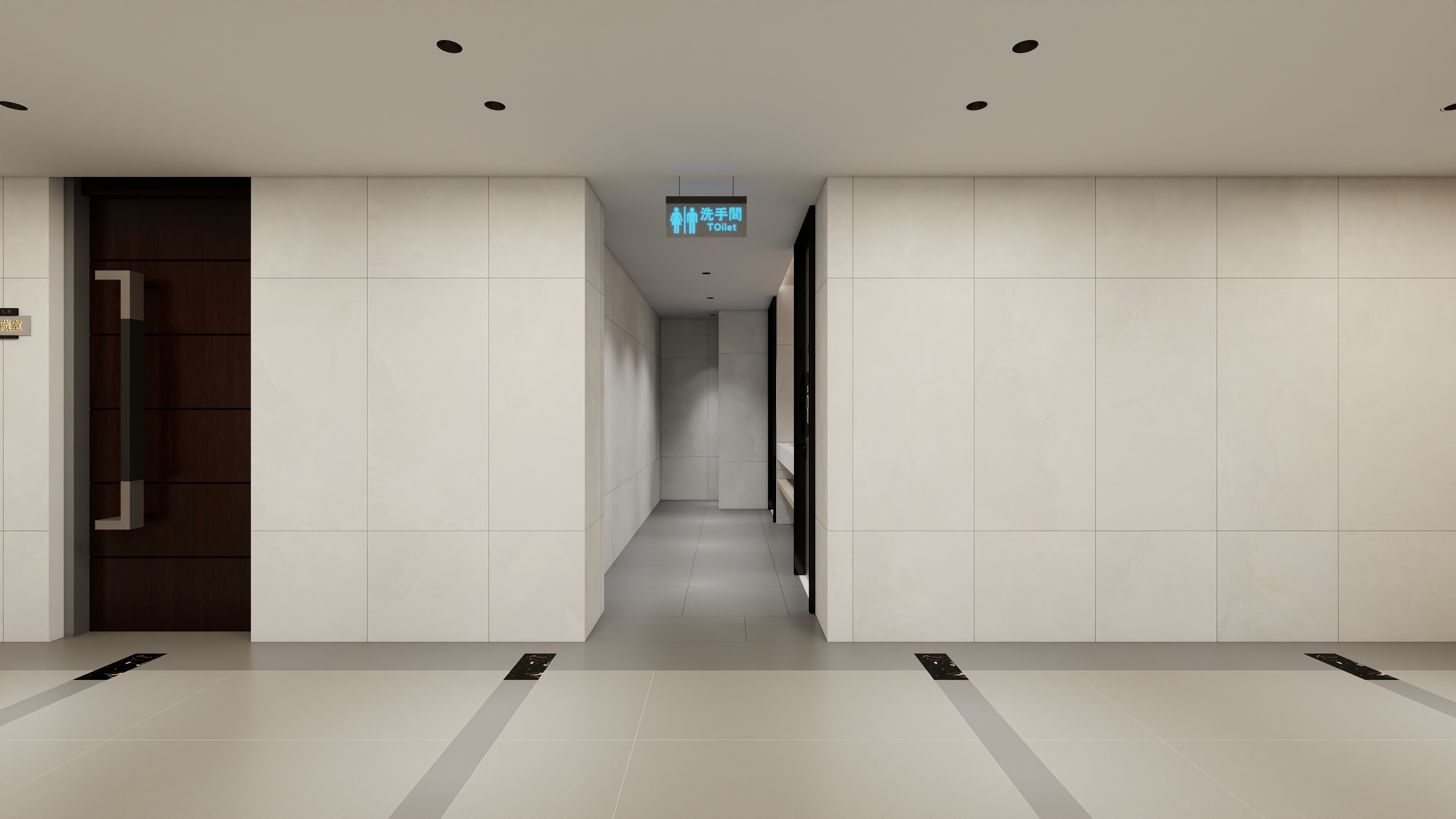 神马云在线-937.55m办公方案一层走廊通道装修效果图第3张