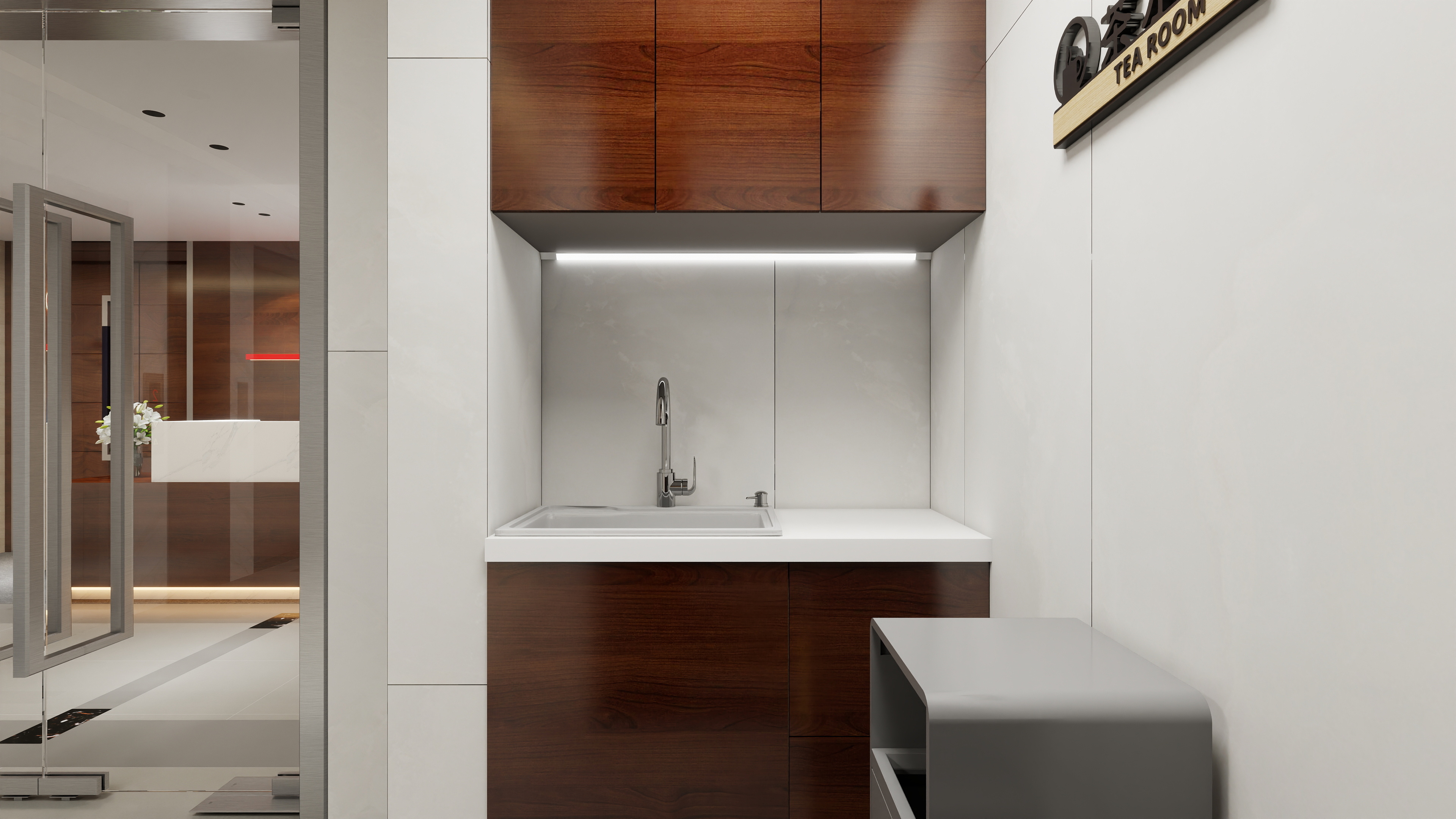 神马云在线-937.55m办公方案一层茶水间装修效果图第2张