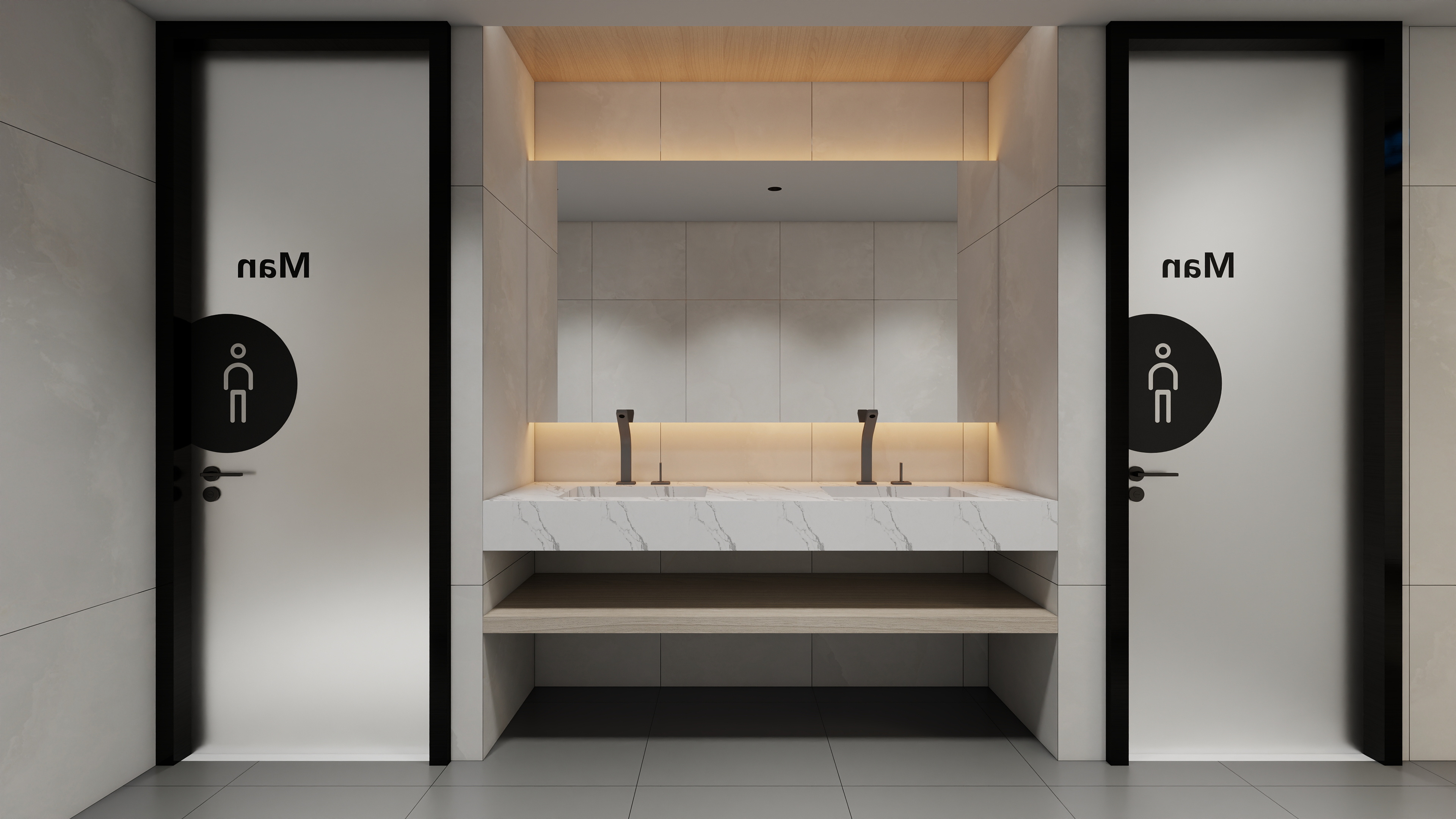 神马云在线-937.55m办公方案一层洗盥装修效果图第2张