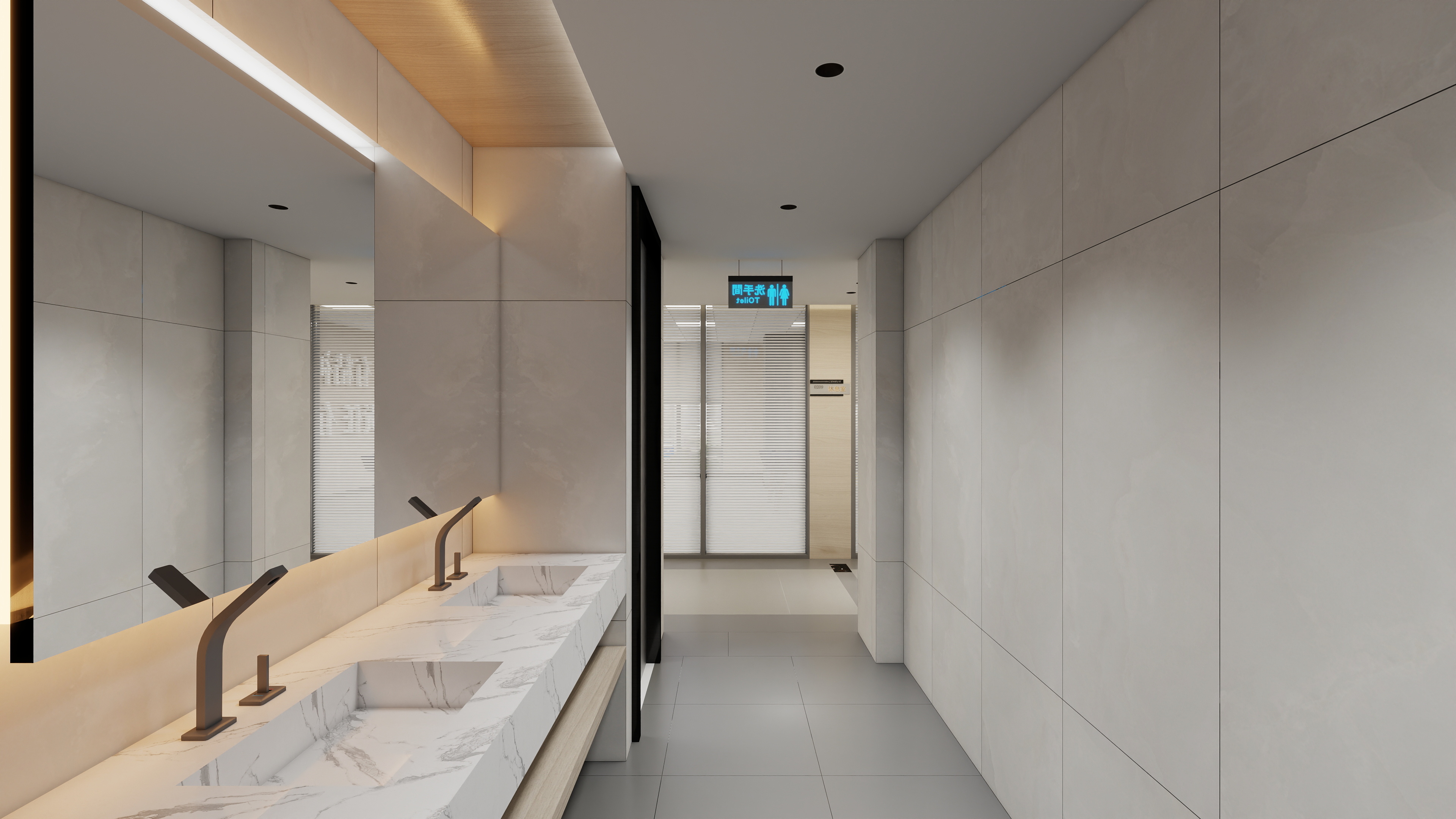 神马云在线-937.55m办公方案一层洗盥装修效果图第1张