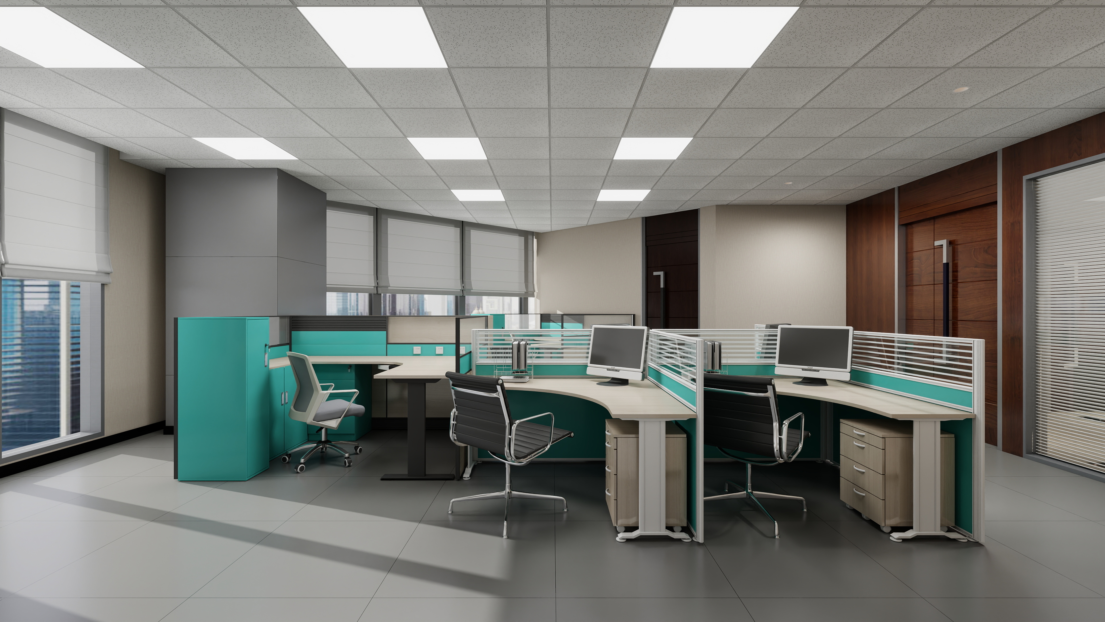 神马云在线-937.55m办公方案一层资金财务部装修效果图第2张