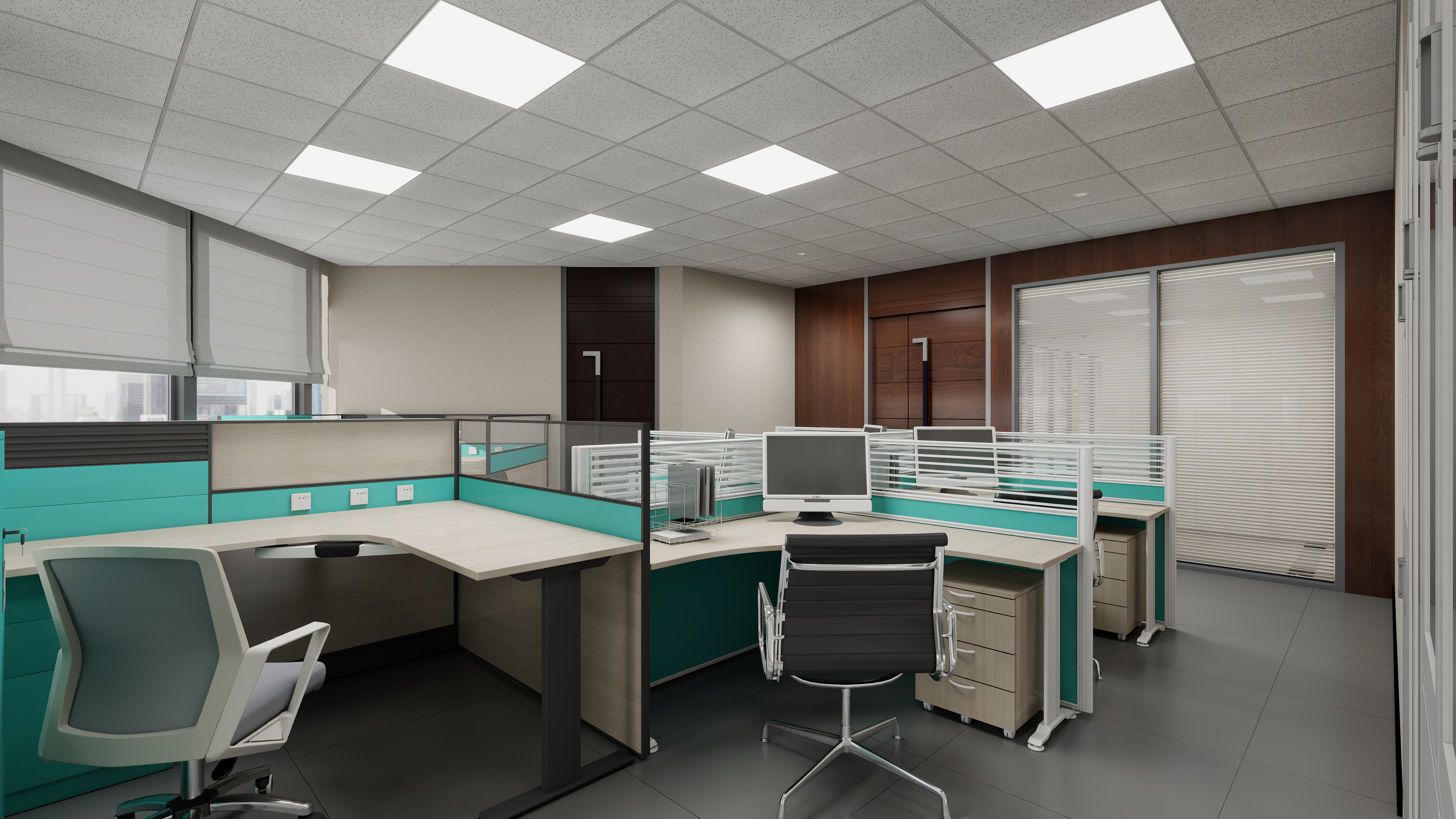 神马云在线-937.55m办公方案一层资金财务部装修效果图第1张