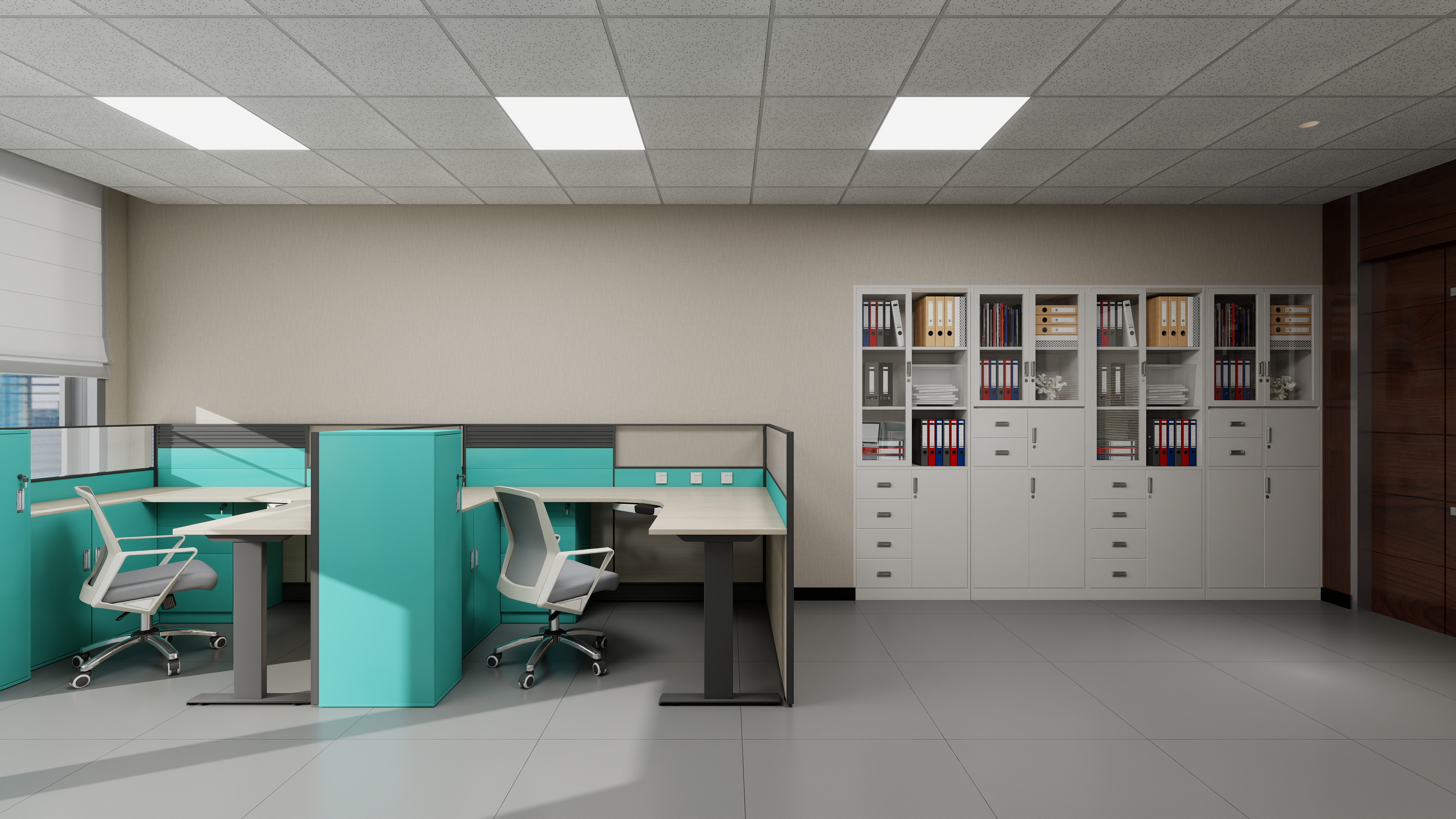 神马云在线-937.55m办公方案一层建设开发部装修效果图第1张