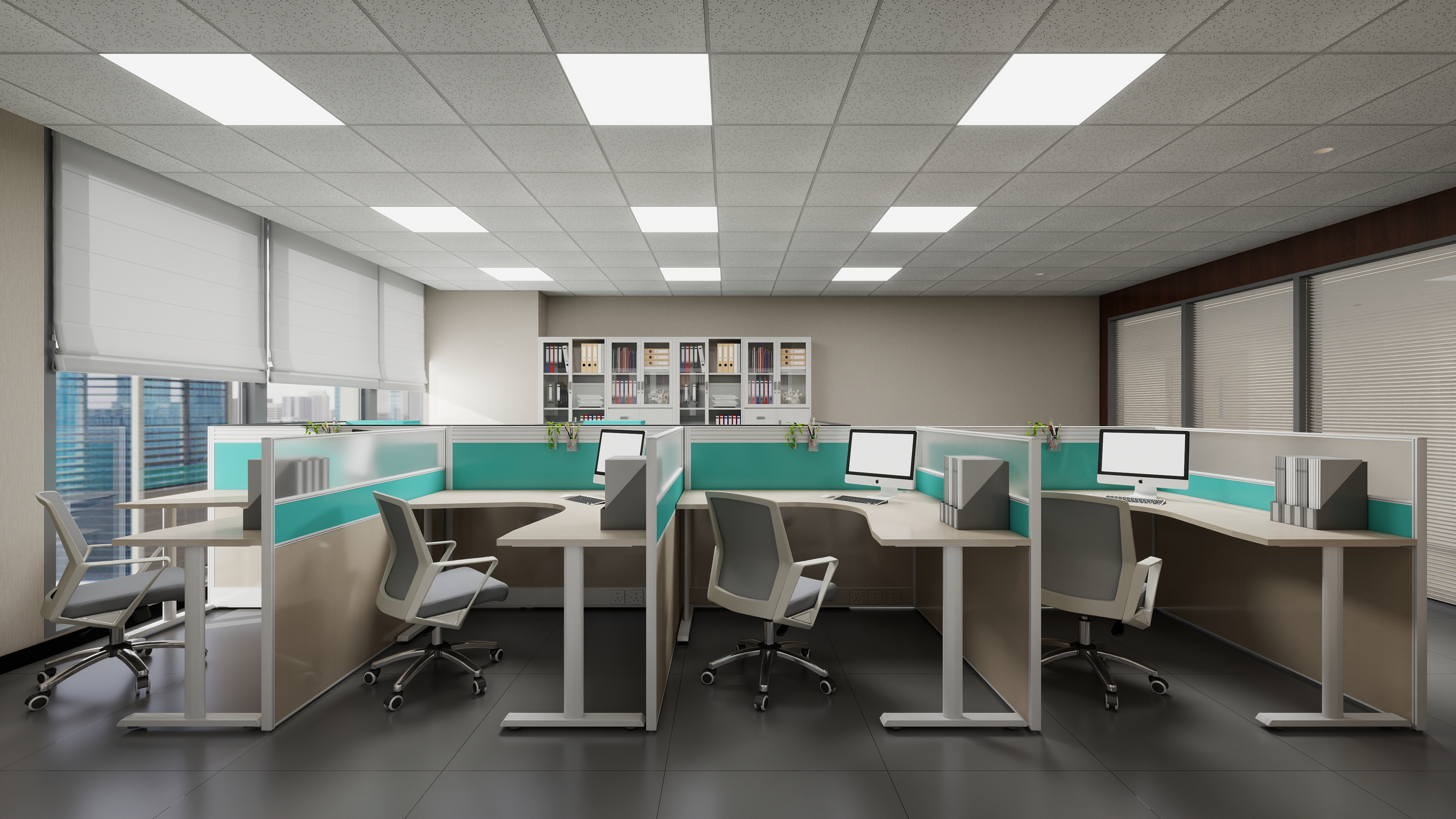 神马云在线-937.55m办公方案一层工程技术部装修效果图第2张