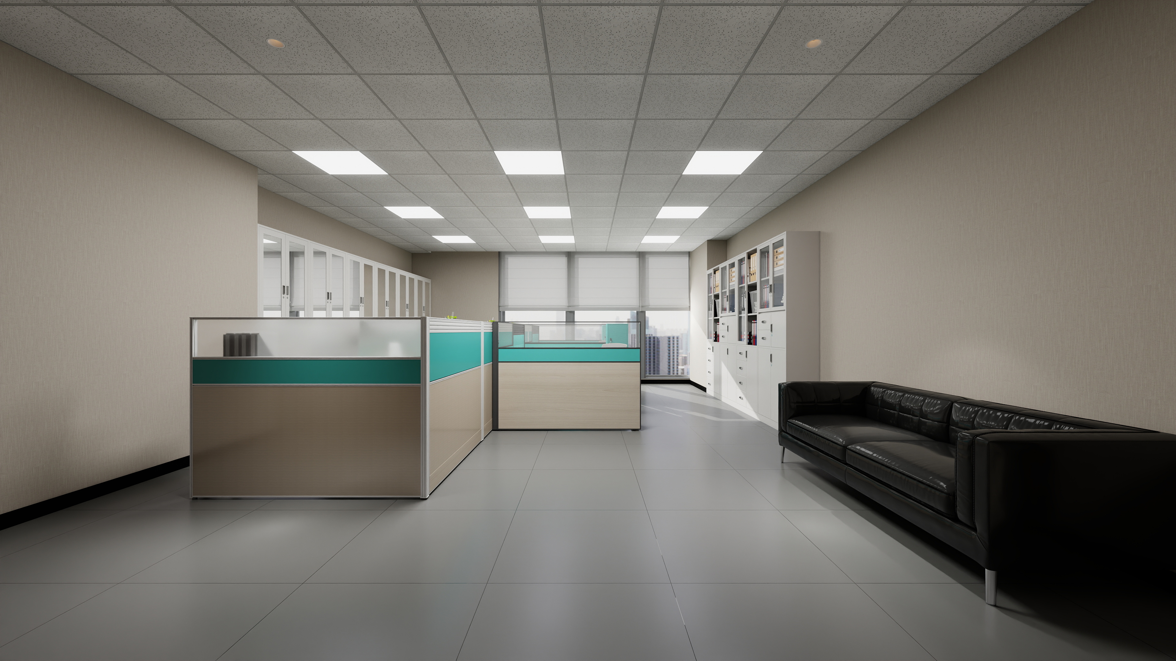 神马云在线-937.55m办公方案一层工程技术部装修效果图第1张