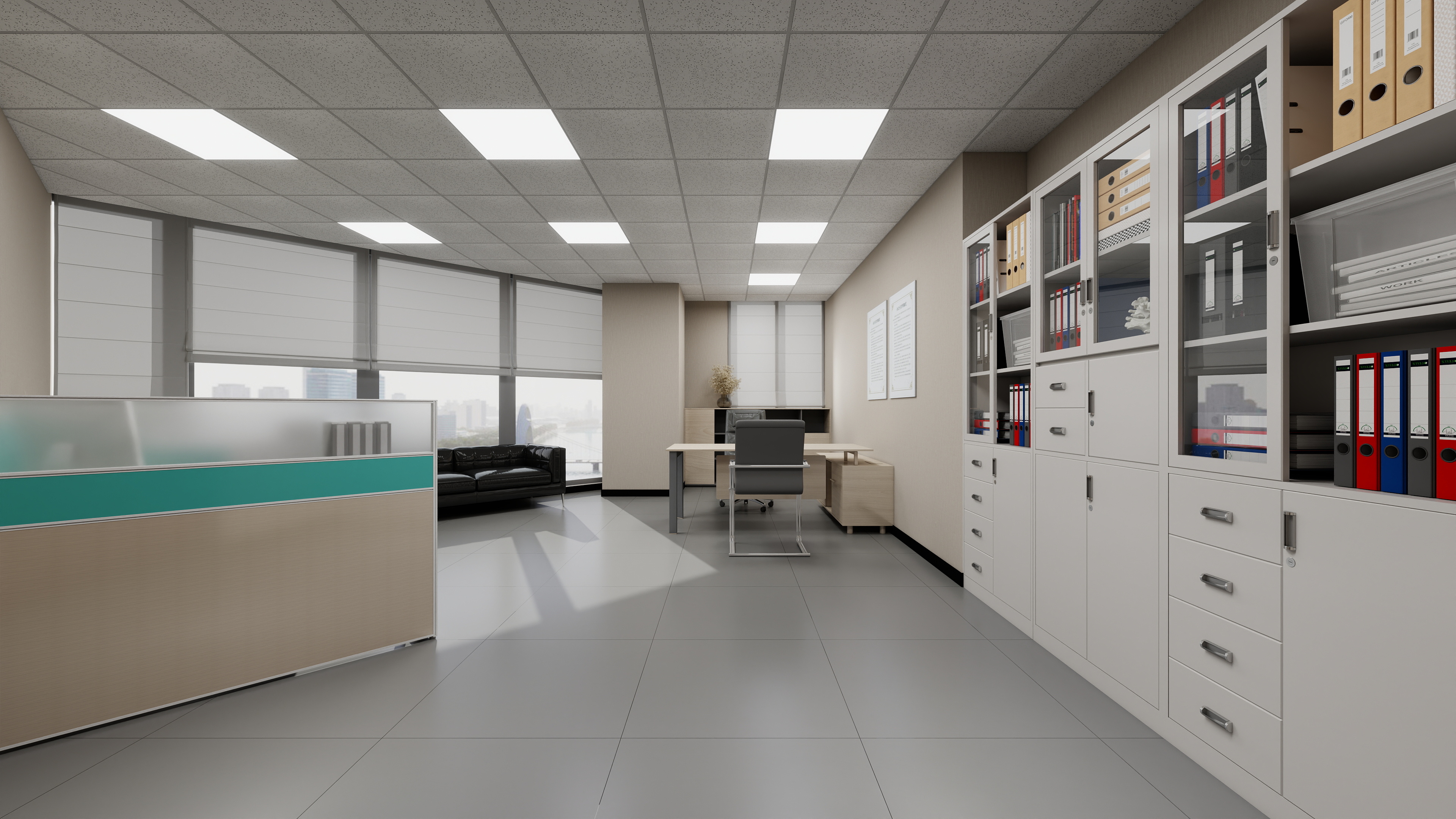 神马云在线-937.55m办公方案一层总务室装修效果图第2张