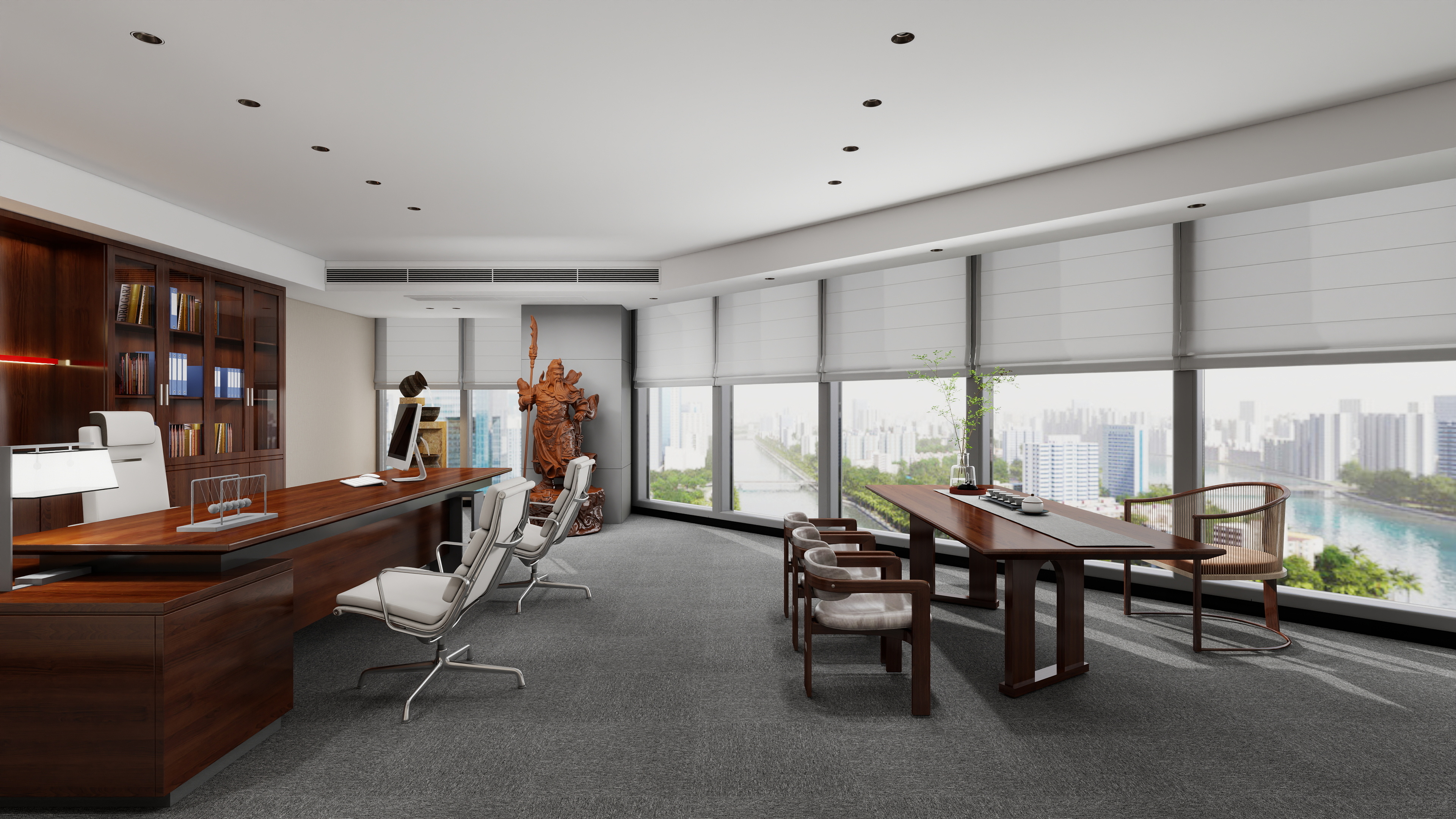 神马云在线-937.55m办公方案一层总经理室装修效果图第2张
