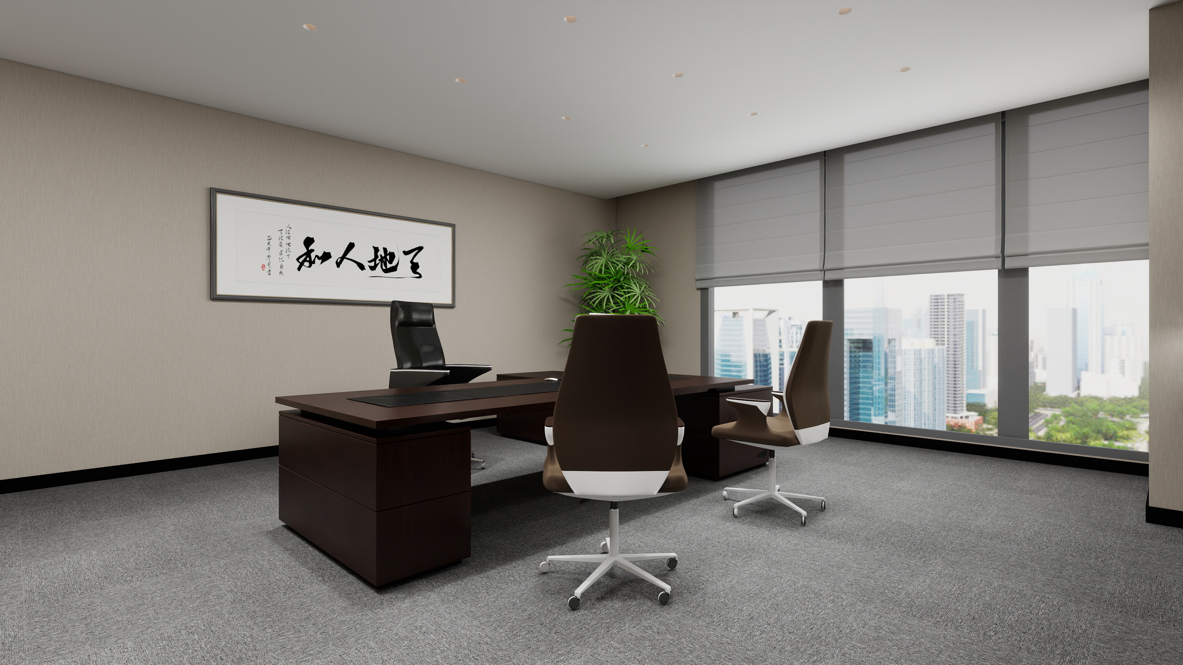 神马云在线-937.55m办公方案一层副经理室装修效果图第2张