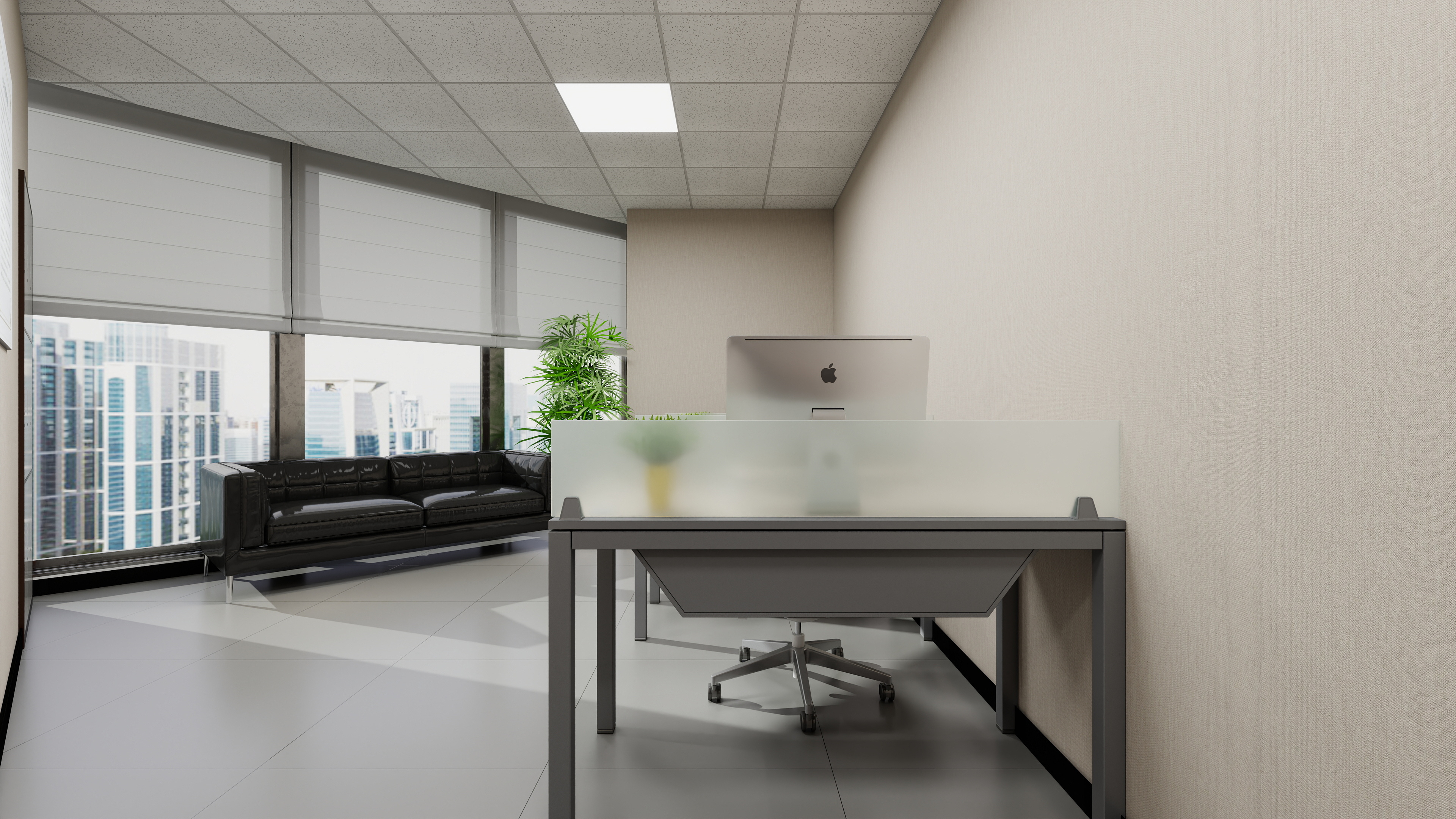 神马云在线-937.55m办公方案一层司机休息室装修效果图第1张