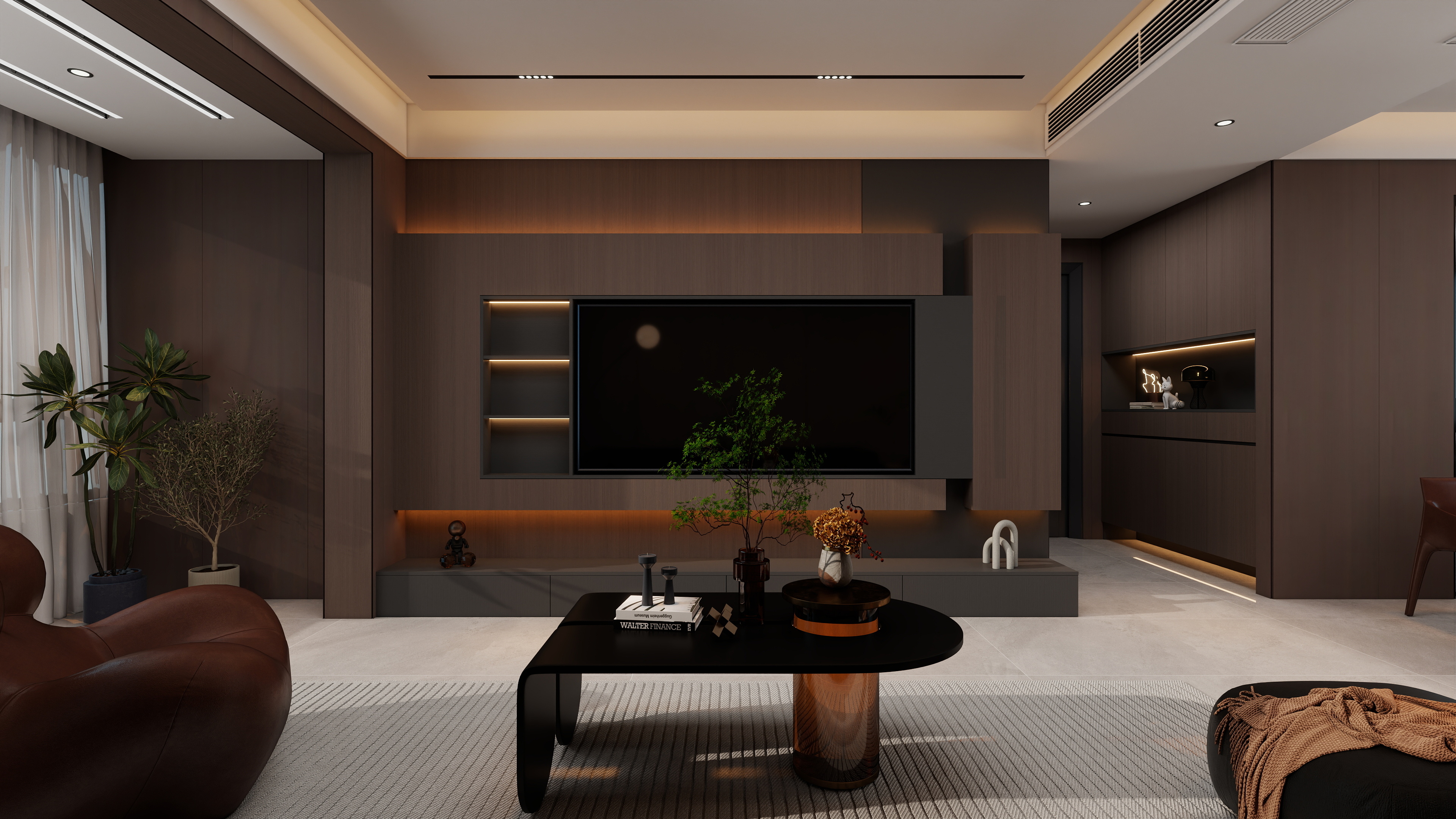 果乐设计-103方意式轻奢风格三居室装修效果图