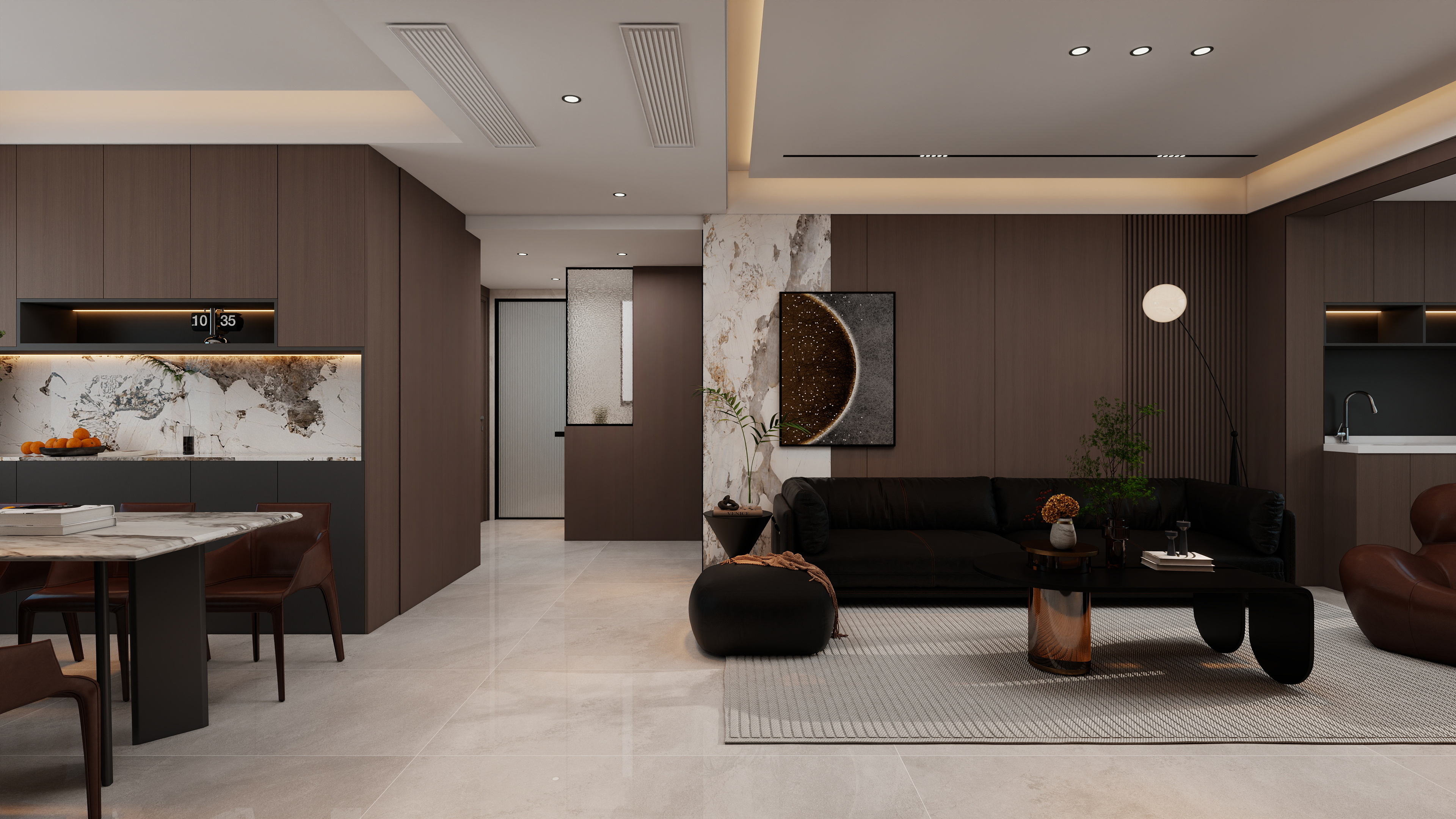 果乐设计-103方意式轻奢风格三居室装修效果图