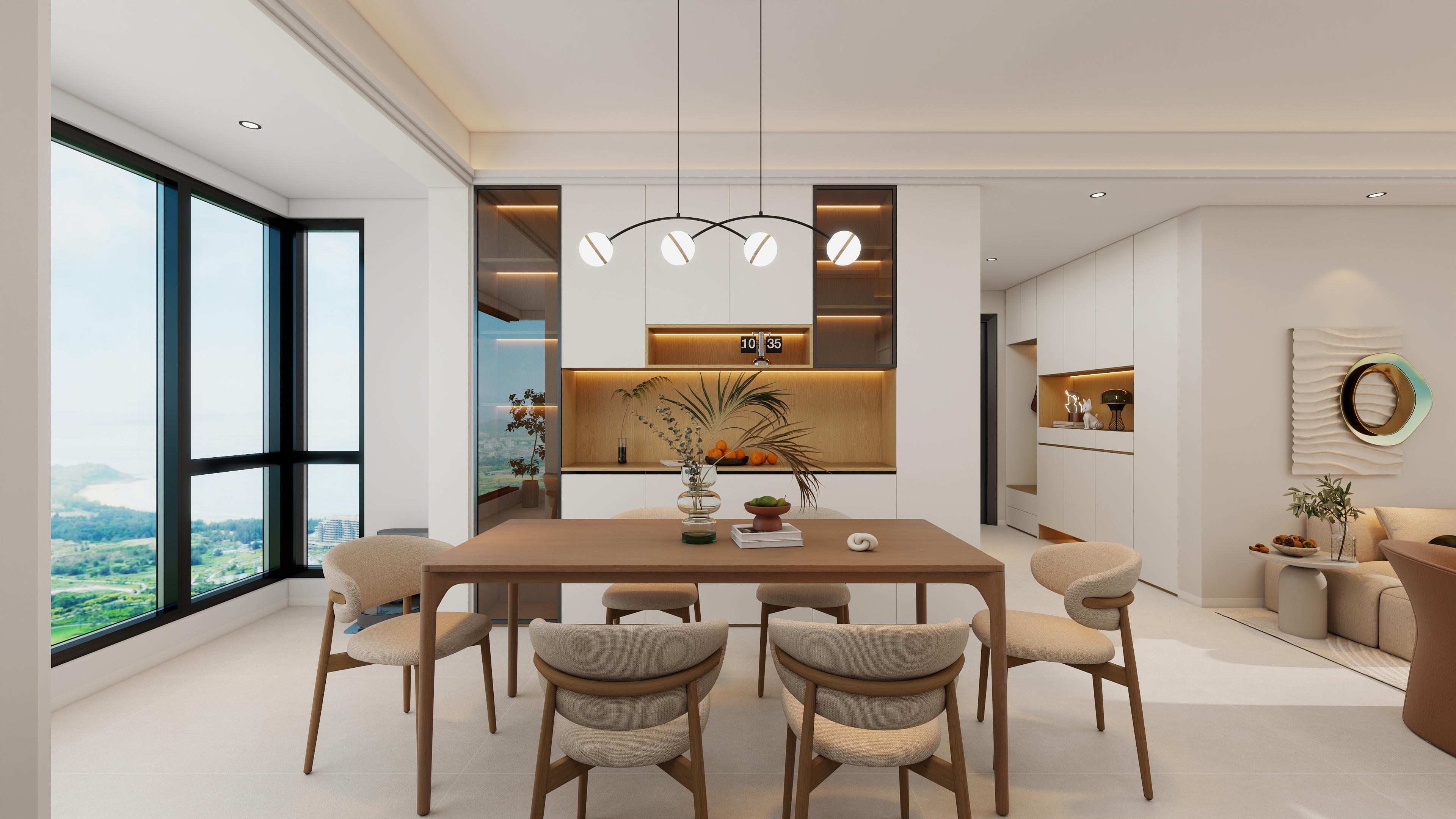 果乐设计-133方现代奶油风格四居室装修效果图