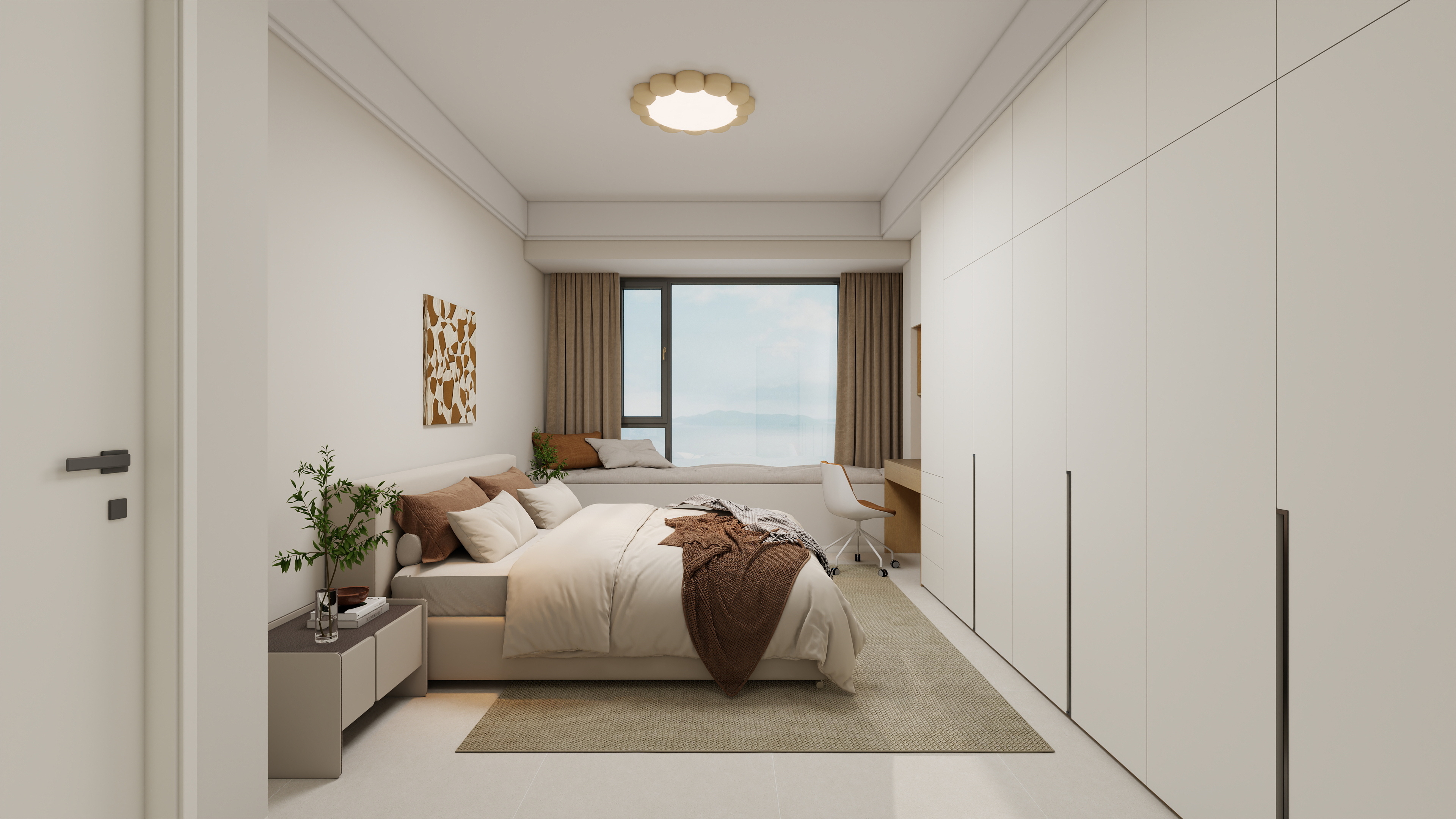 果乐设计-133方现代奶油风格四居室装修效果图