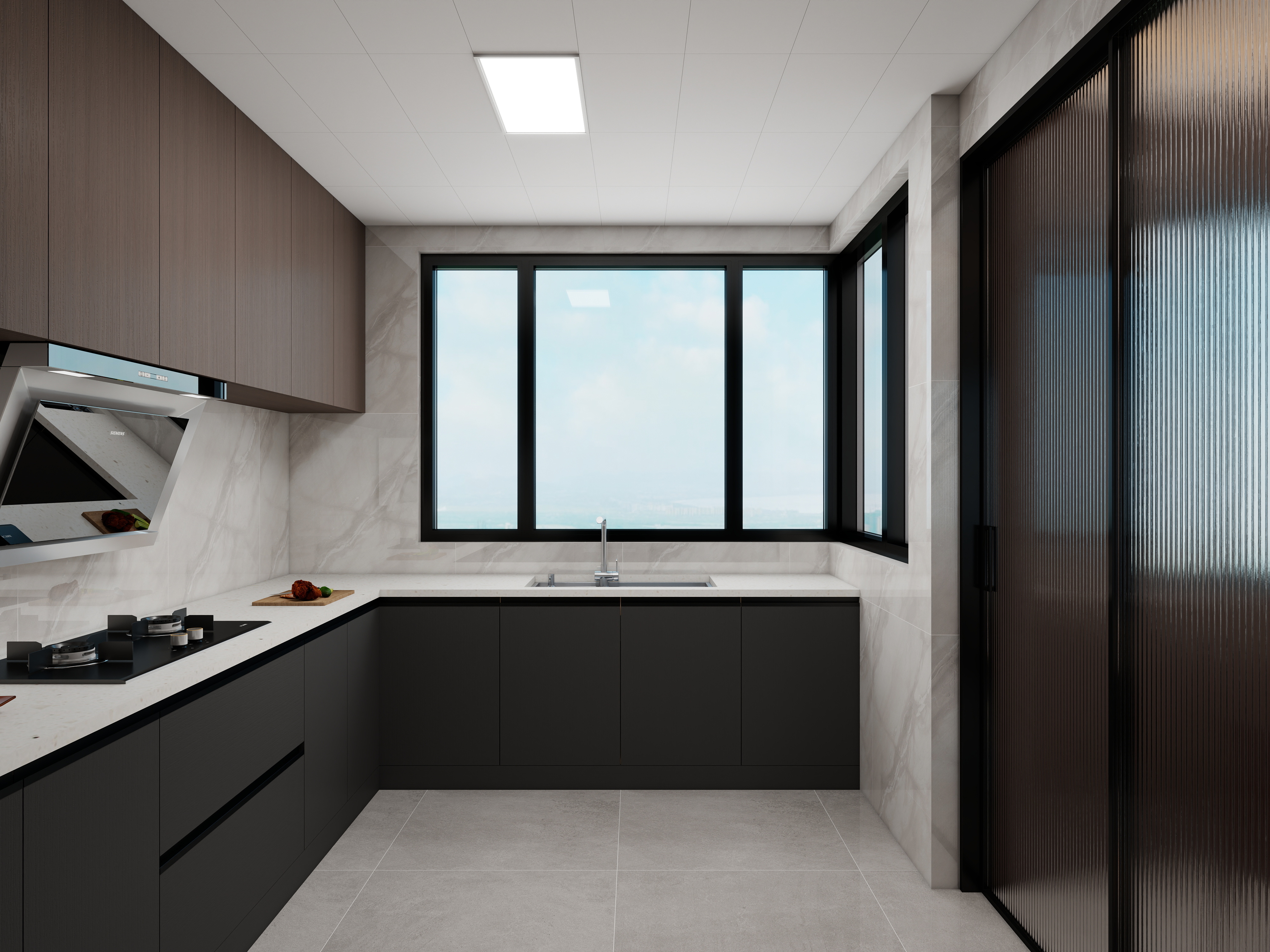 果乐设计-103方意式轻奢风格三居室装修效果图