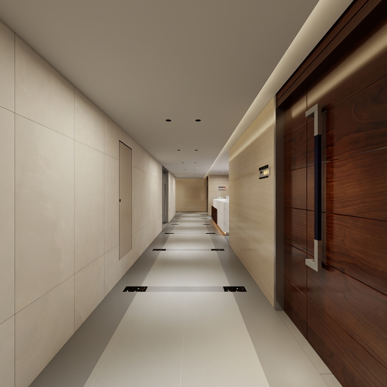 神马云在线-937.55m办公方案一层走廊通道装修效果图第4张