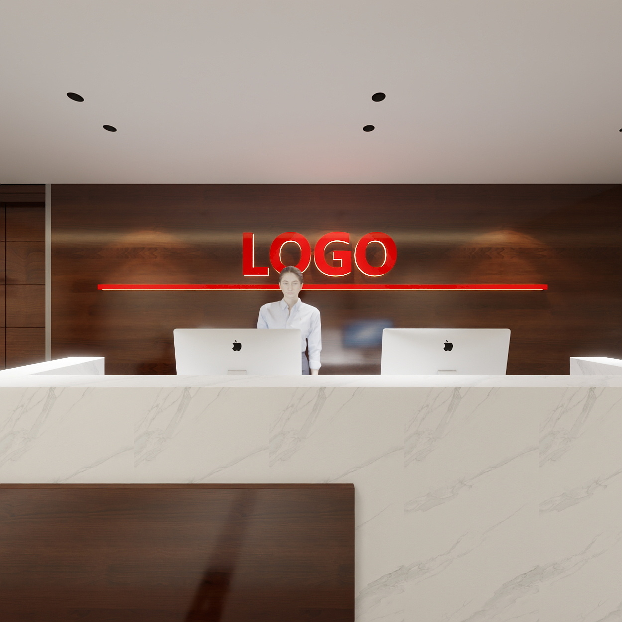 神马云在线-937.55m办公方案一层走廊通道装修效果图第5张