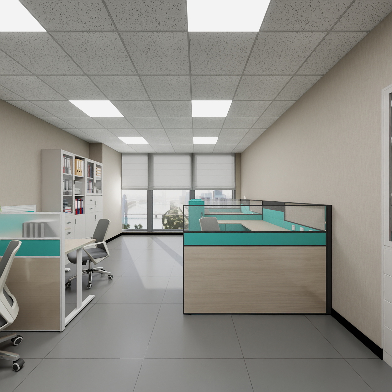 神马云在线-937.55m办公方案一层建设开发部装修效果图第3张