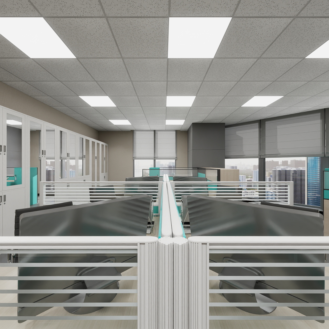 神马云在线-937.55m办公方案一层资金财务部装修效果图第3张