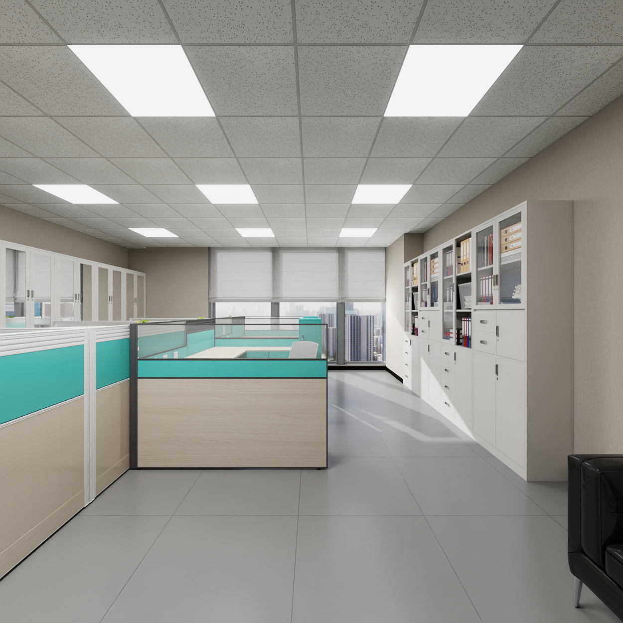 神马云在线-937.55m办公方案一层工程技术部装修效果图第3张