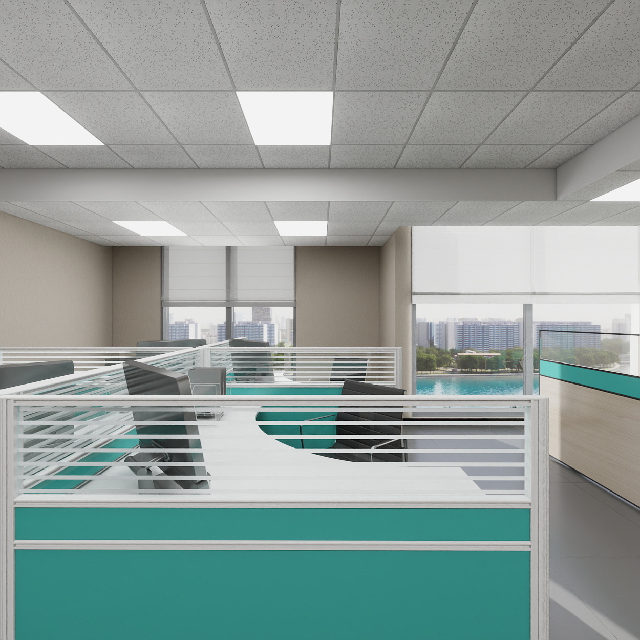 神马云在线-937.55m办公方案一层办公室装修效果图第3张