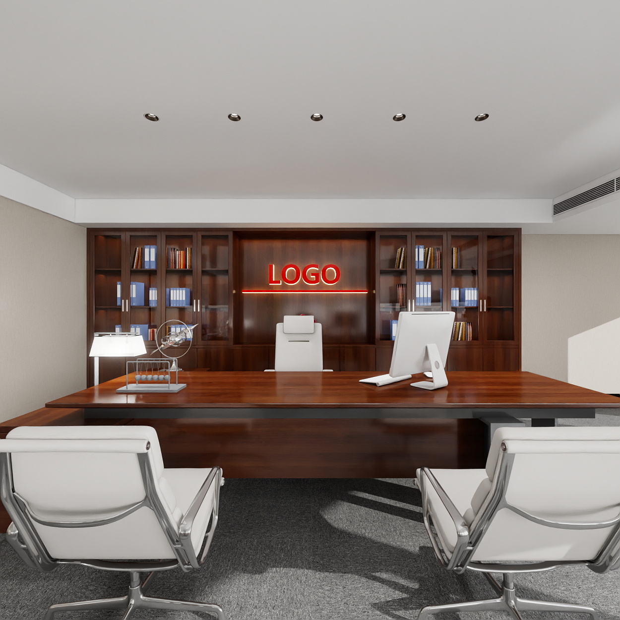 神马云在线-937.55m办公方案一层总经理室装修效果图第5张