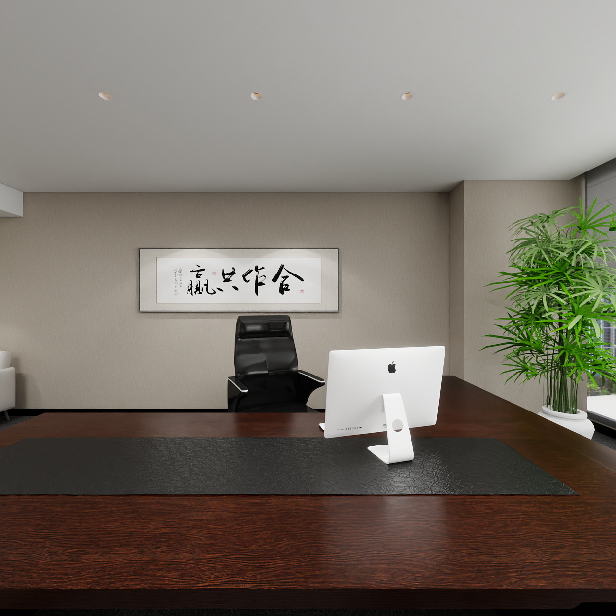 神马云在线-937.55m办公方案一层副经理室装修效果图第3张