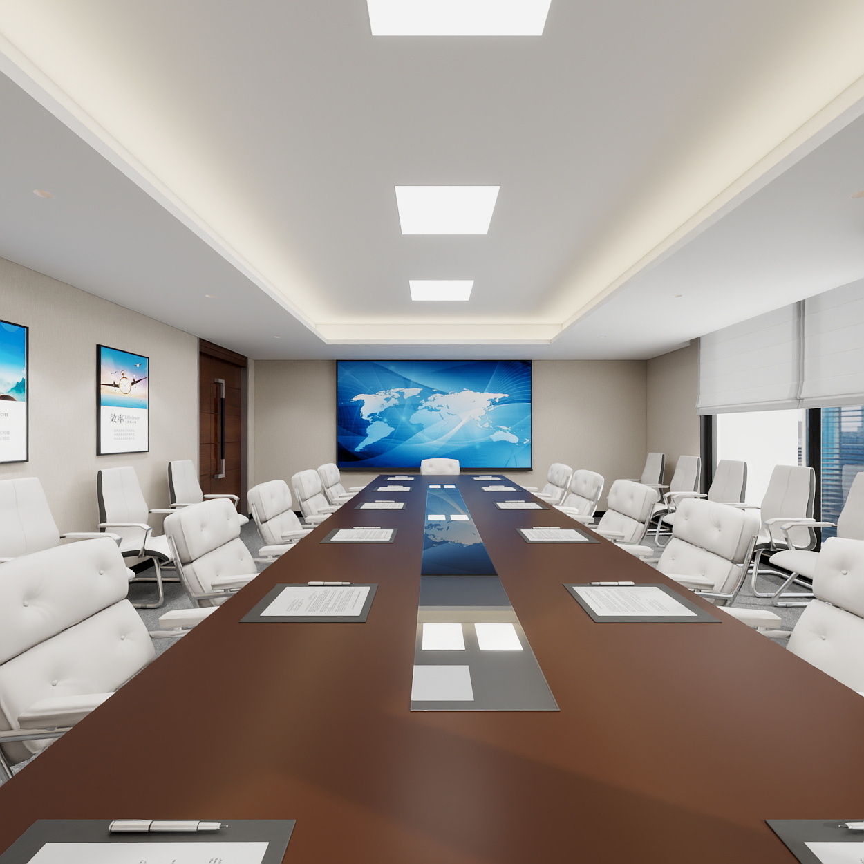 神马云在线-937.55m办公方案一层会议室装修效果图第3张