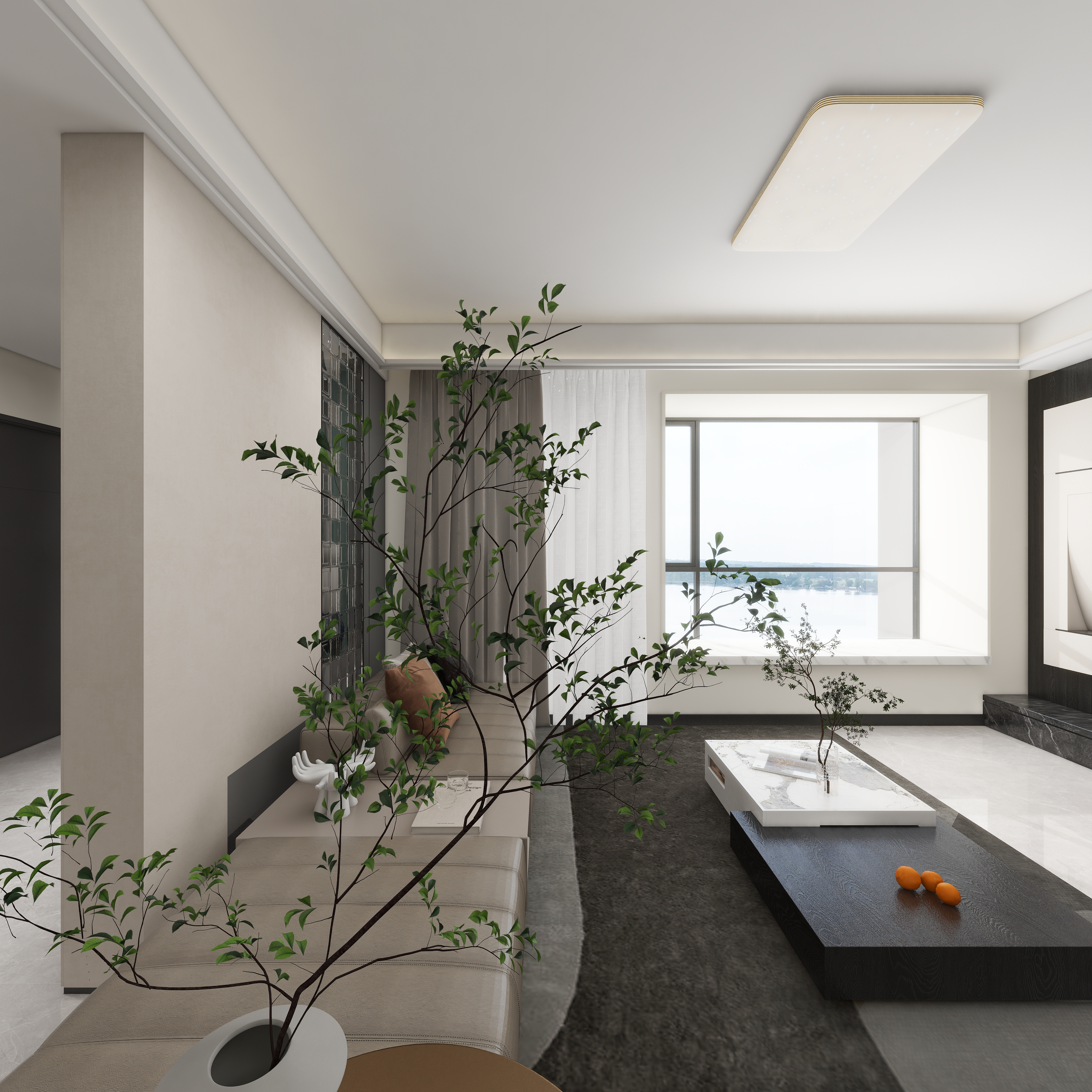 星空设计500一套-现代简约112㎡3室一层客餐厅装修效果图第4张