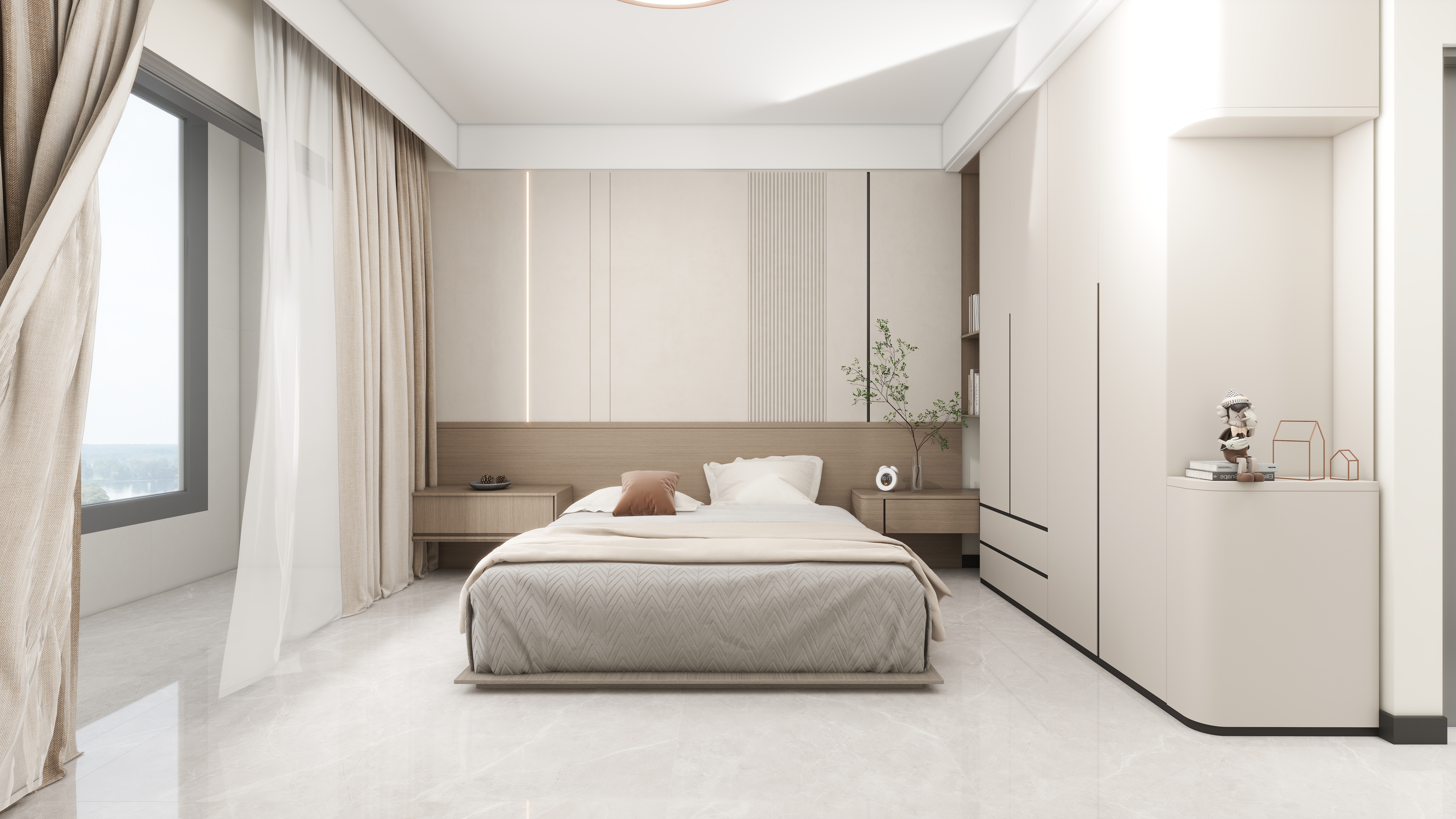 星空设计500一套-现代简约112㎡3室一层主卧装修效果图第2张