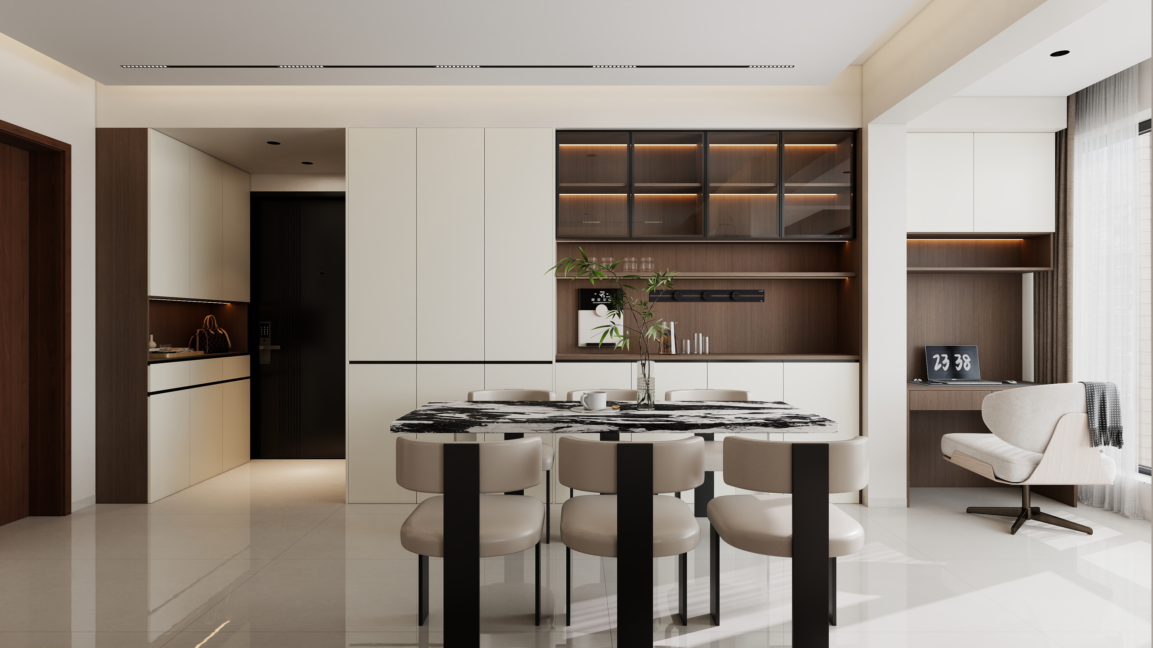 李青越-146平四室现代一层客餐厅装修效果图第2张