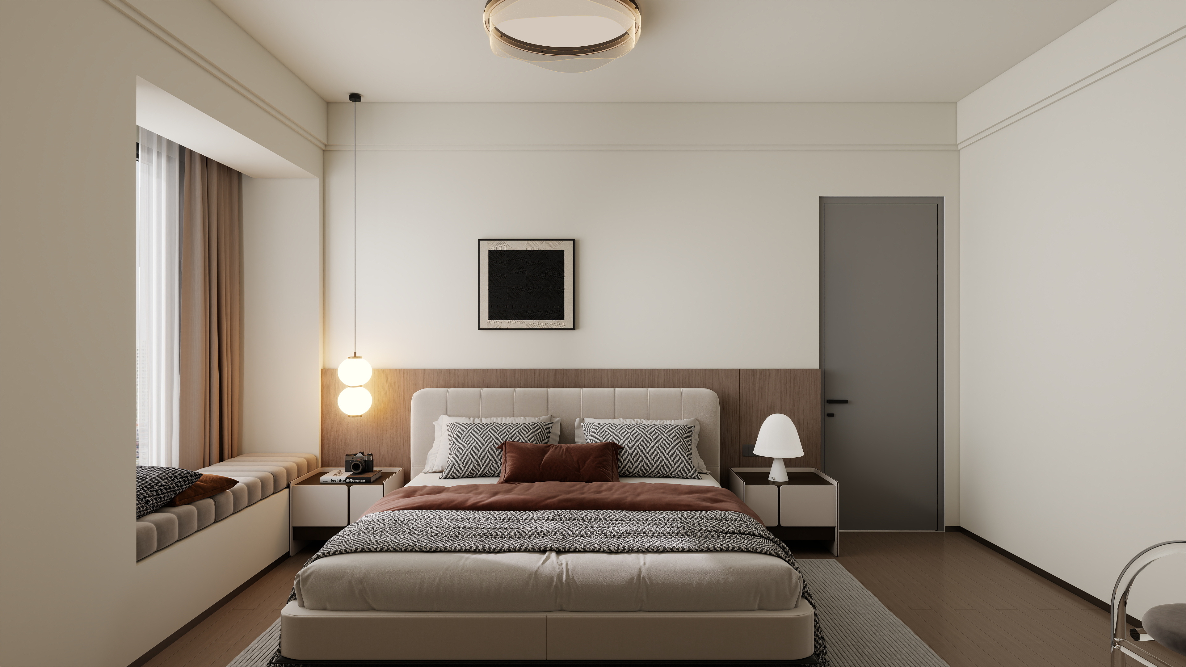 李青越-101平现代简约三居室一层主卧装修效果图第2张