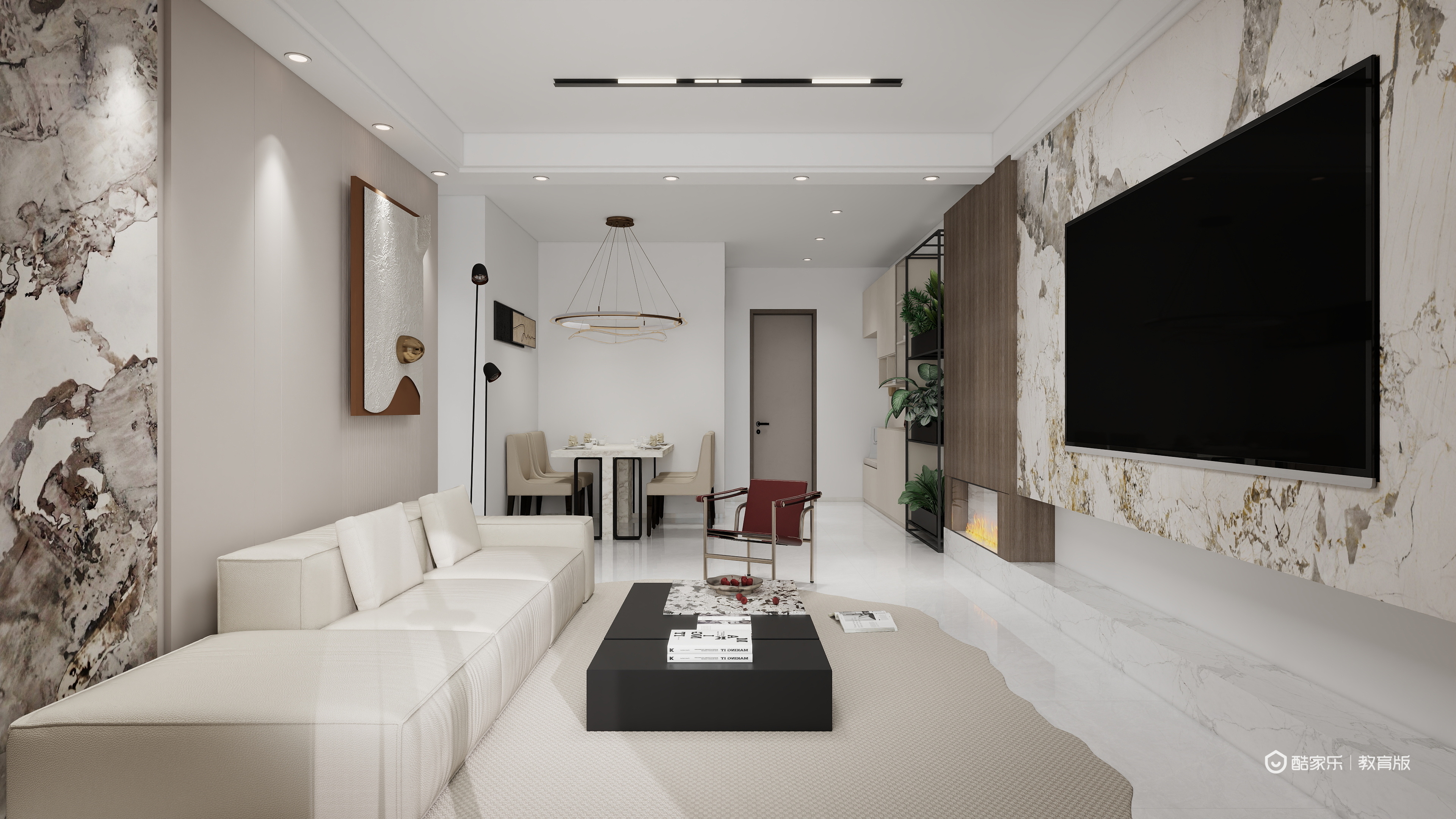 陆婧菡-杭州市建设职业学校-陆婧菡一层客餐厅装修效果图第1张