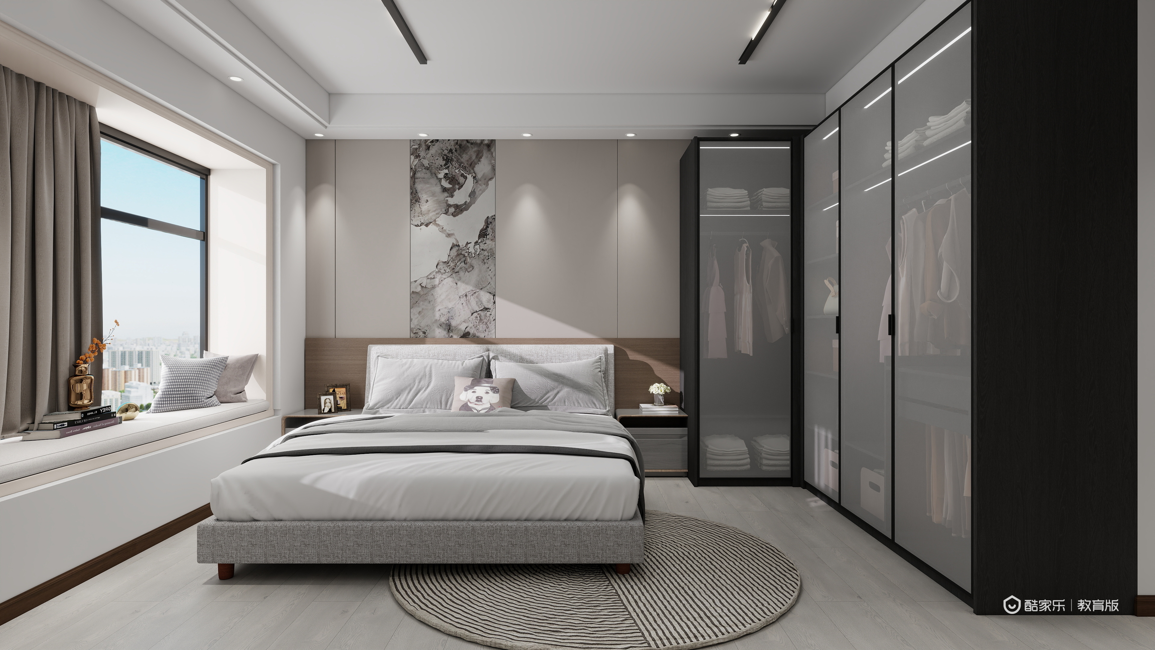 陆婧菡-杭州市建设职业学校-陆婧菡一层主卧装修效果图第2张