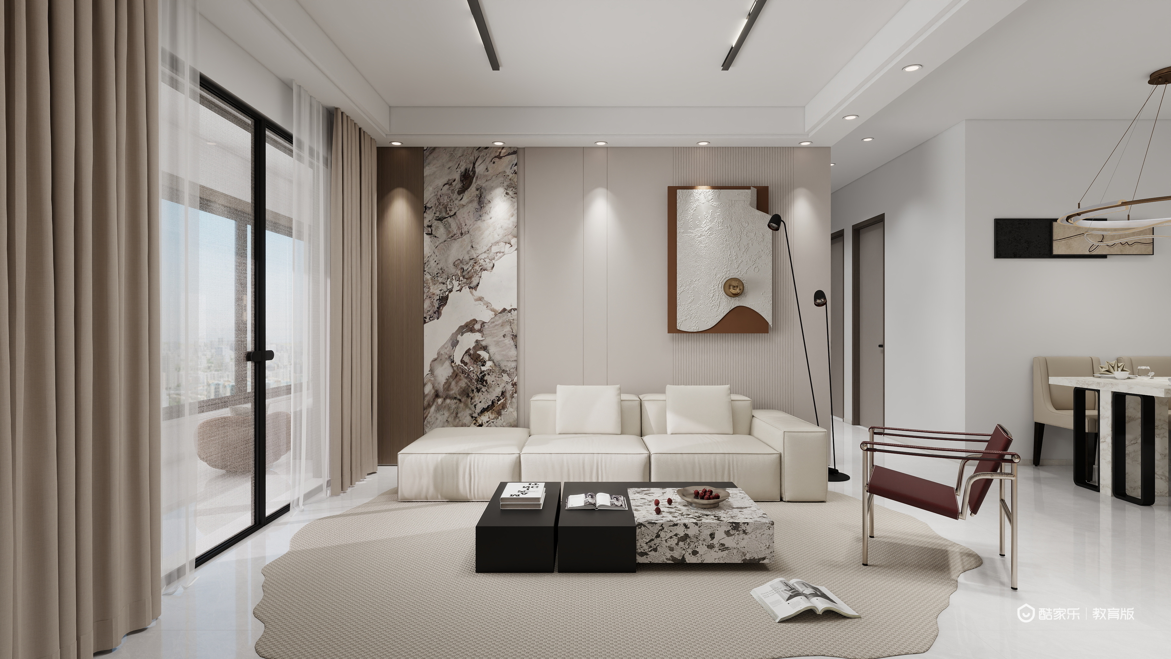 陆婧菡-杭州市建设职业学校-陆婧菡一层客餐厅装修效果图第2张