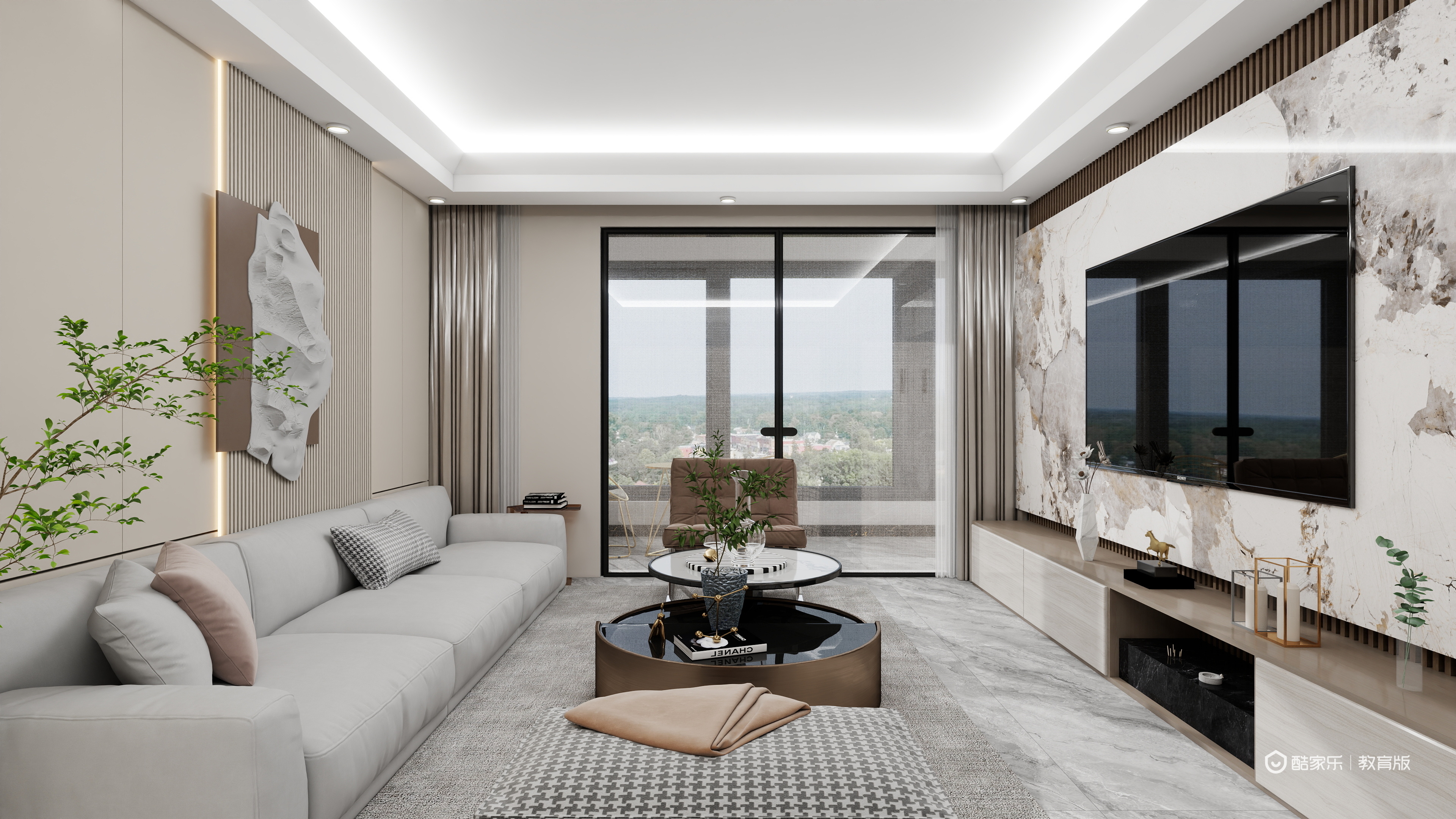 胡莹yBHB-浙江建设技师学院-胡莹一层客餐厅装修效果图第1张