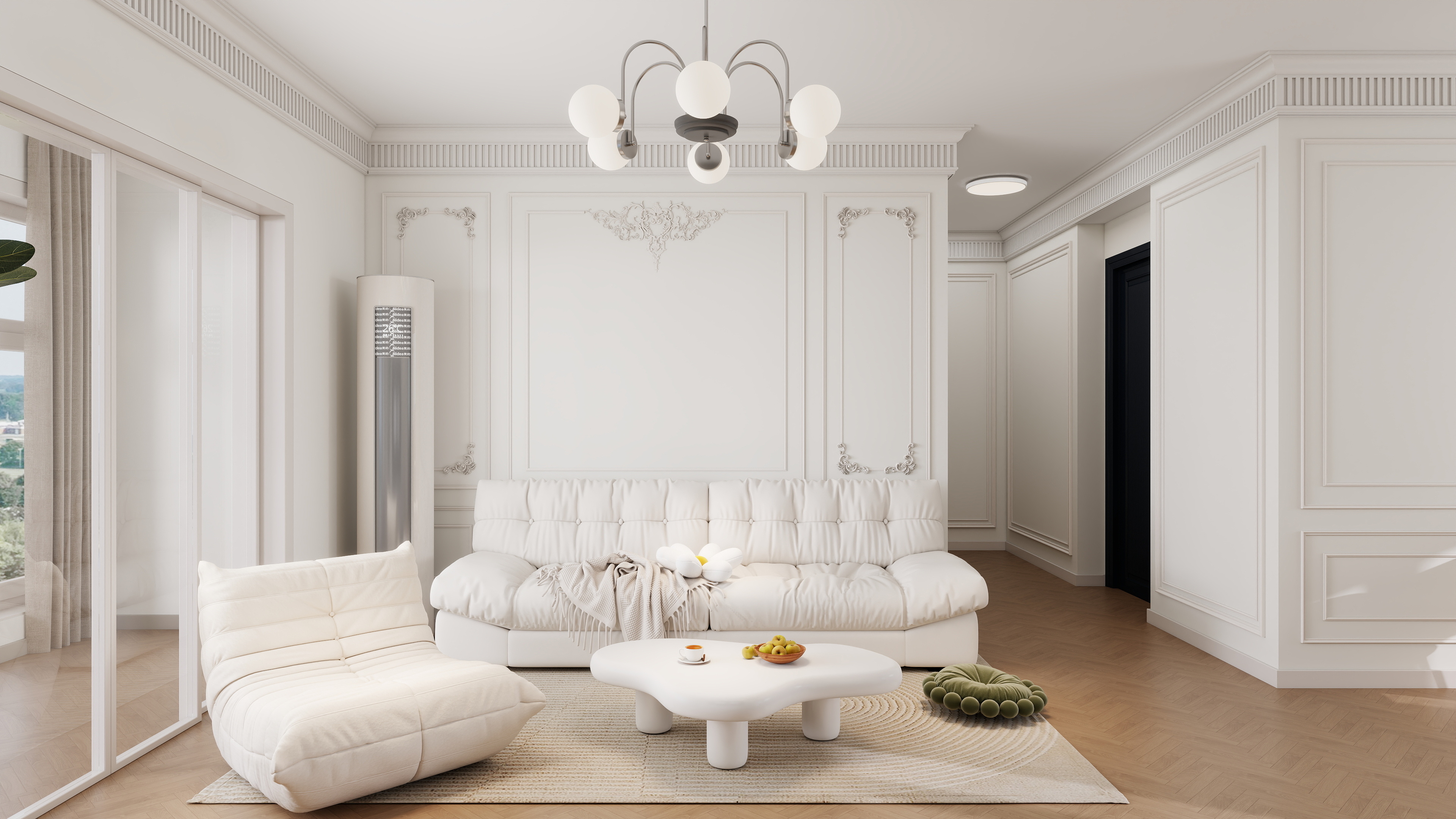 李青越-132平法式三居室一层客餐厅装修效果图第1张