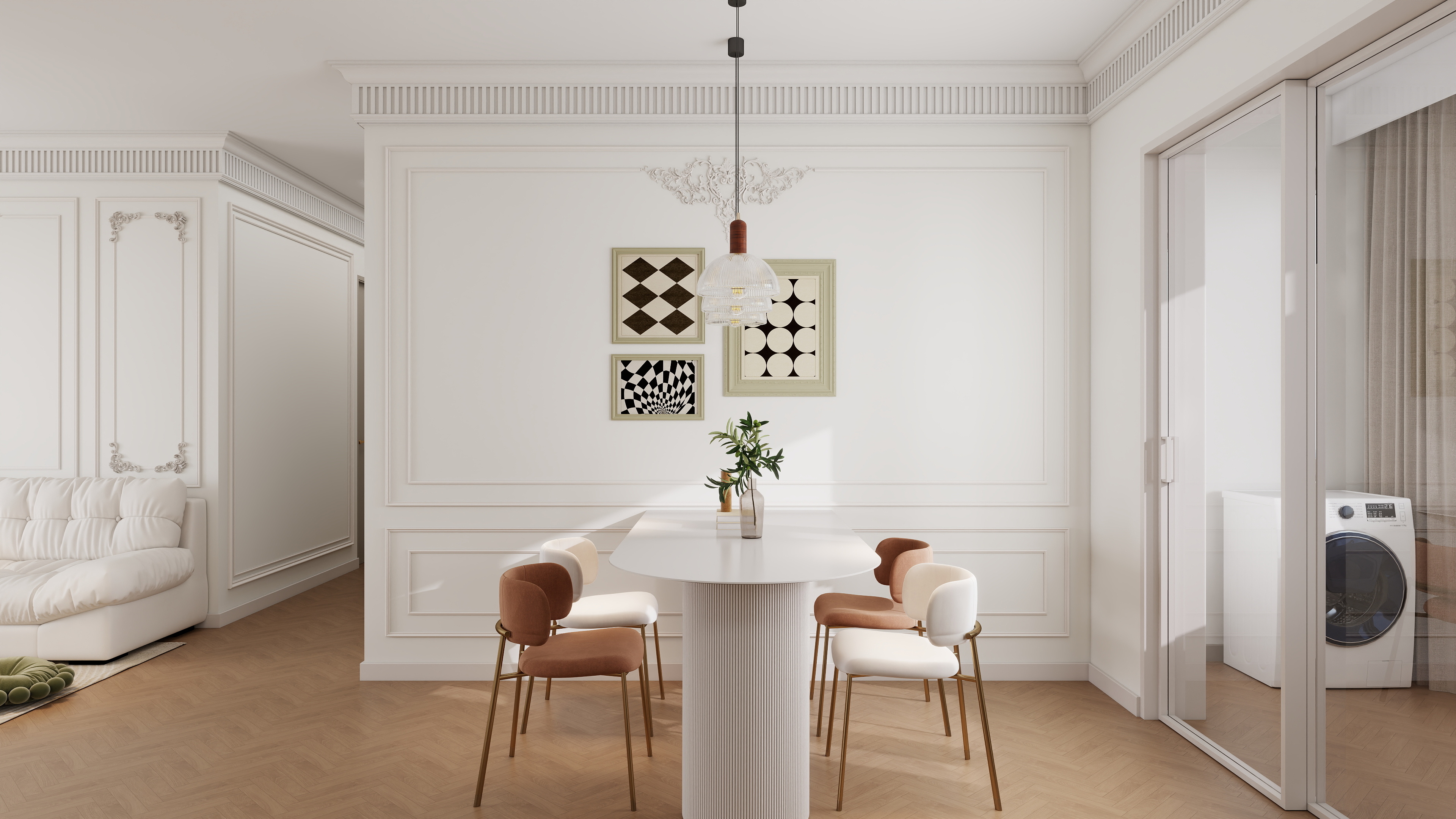 李青越-132平法式三居室一层客餐厅装修效果图第2张