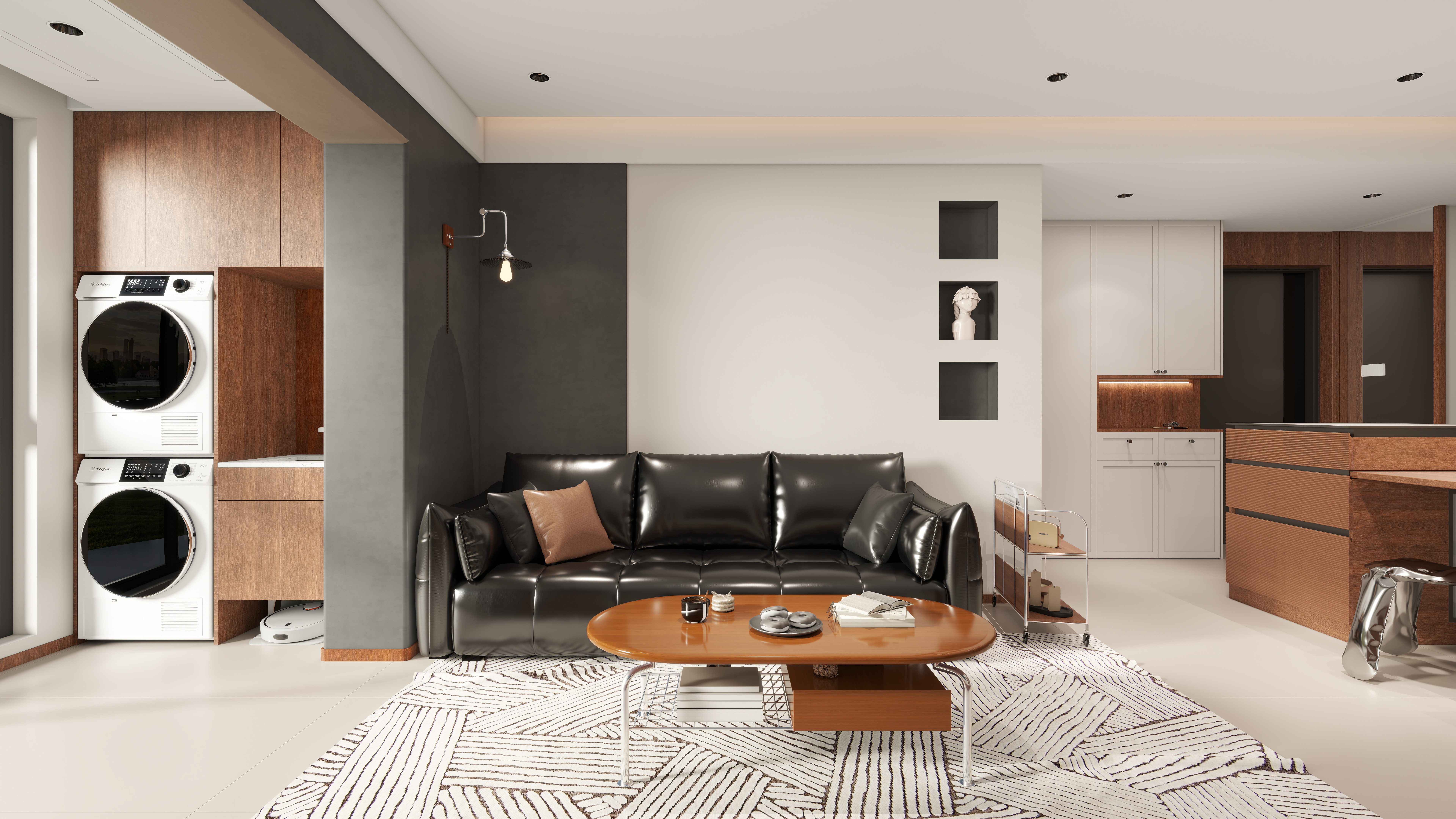 星空设计500一套-现代简约91㎡3室一层客餐厅装修效果图第4张