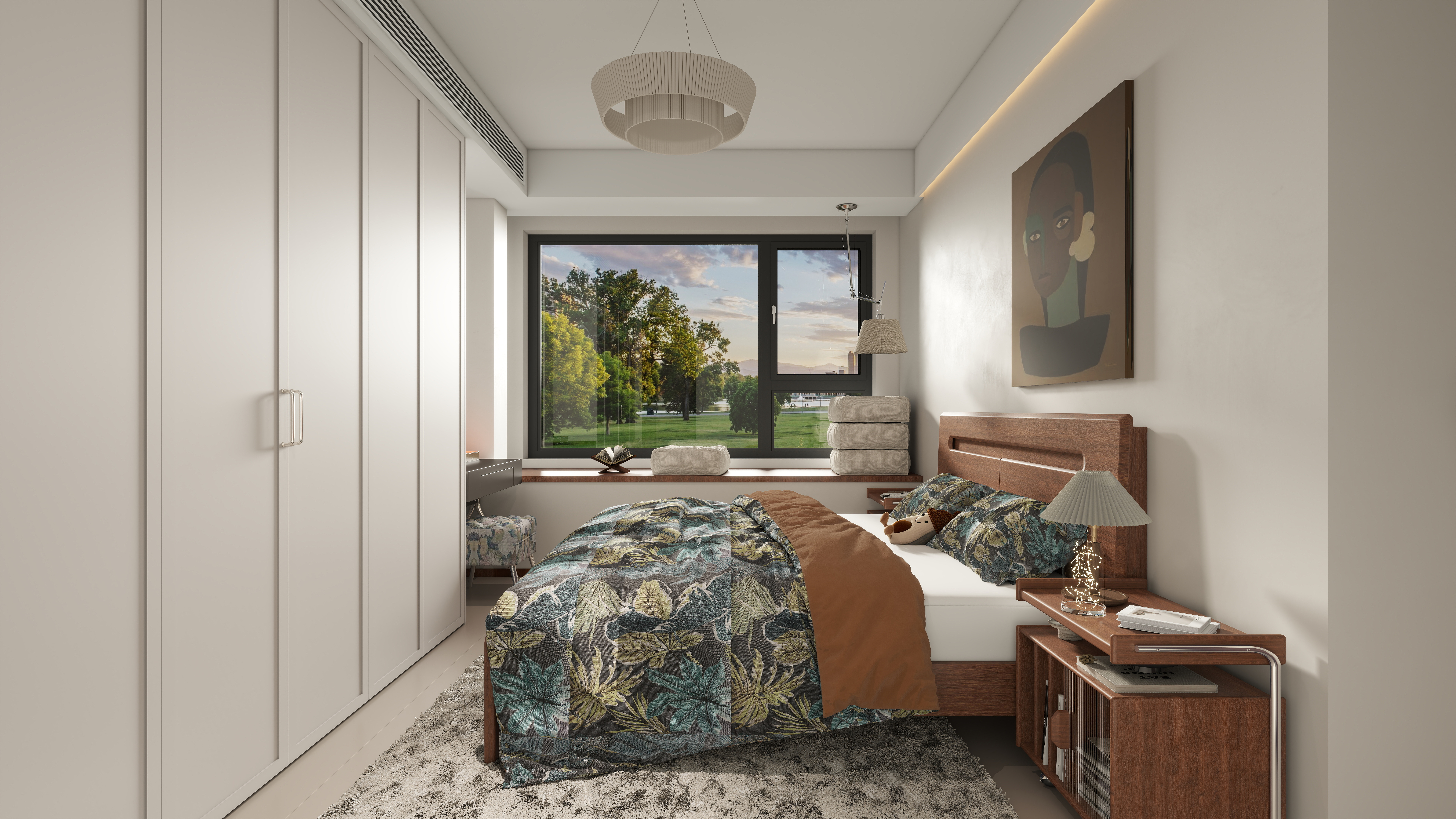 星空设计500一套-现代简约91㎡3室一层主卧装修效果图第1张