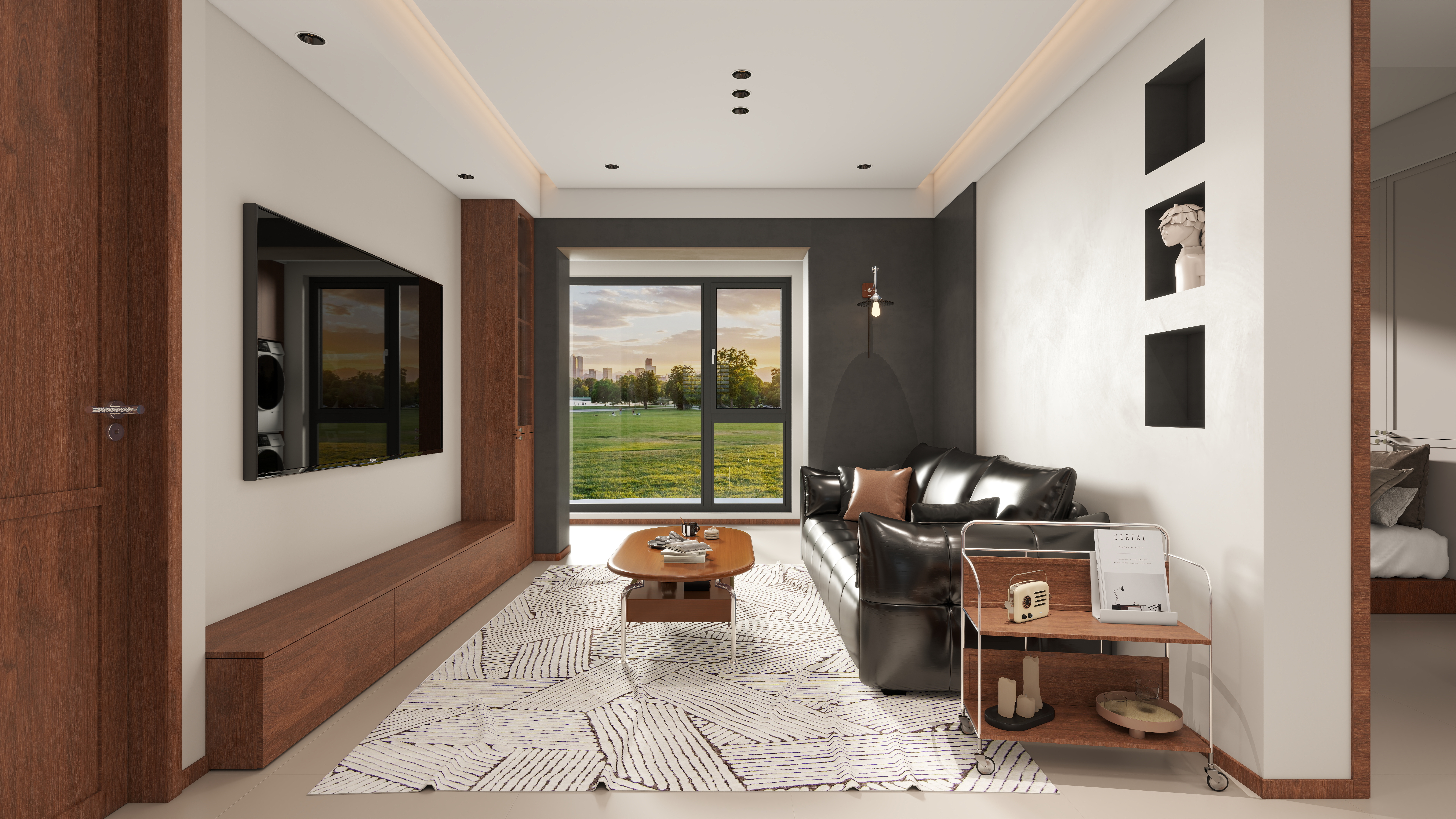 星空设计500一套-现代简约91㎡3室一层客餐厅装修效果图第3张