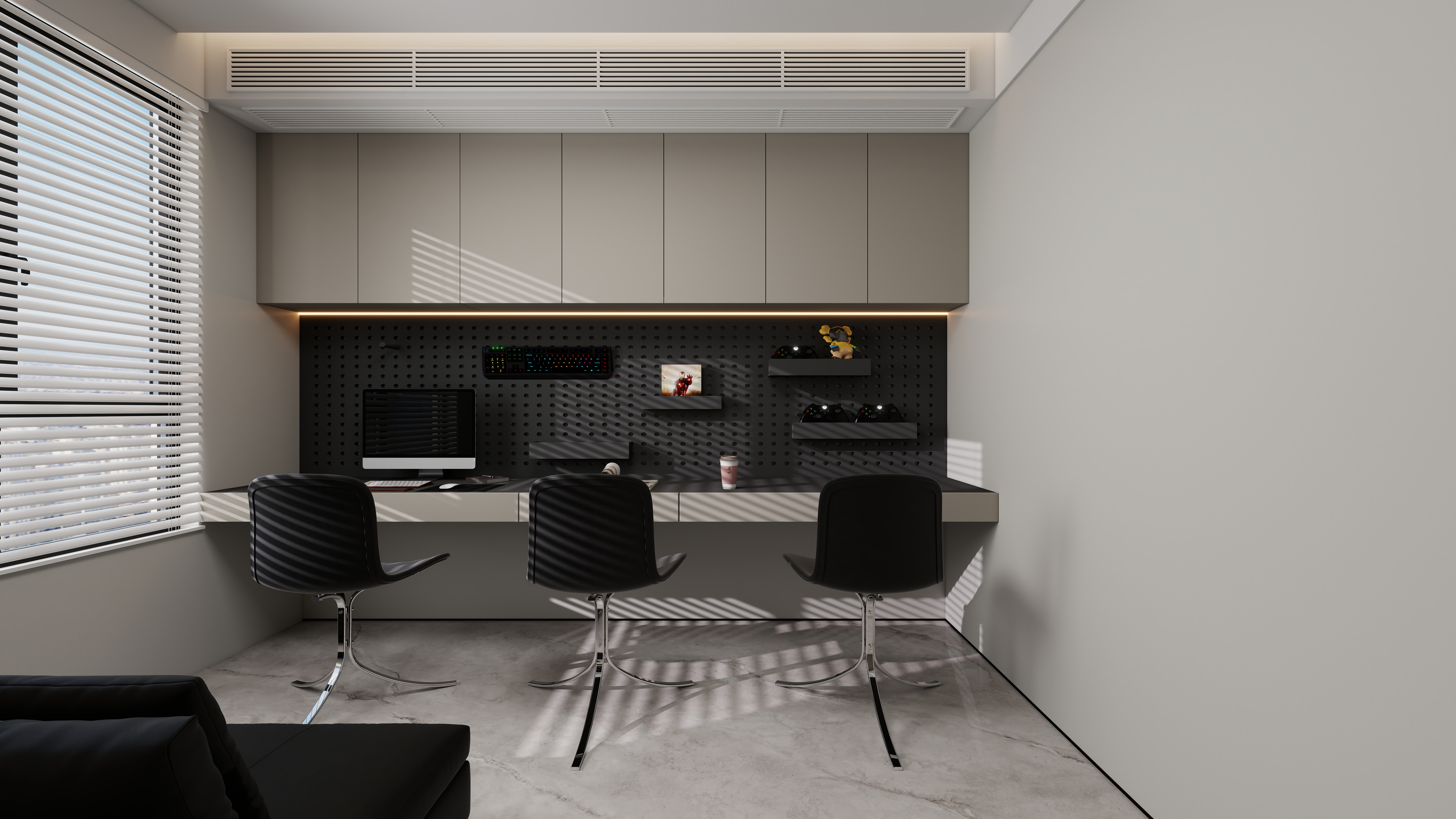 设计师丨胡月平-意式极简151㎡4室一层书房装修效果图第2张