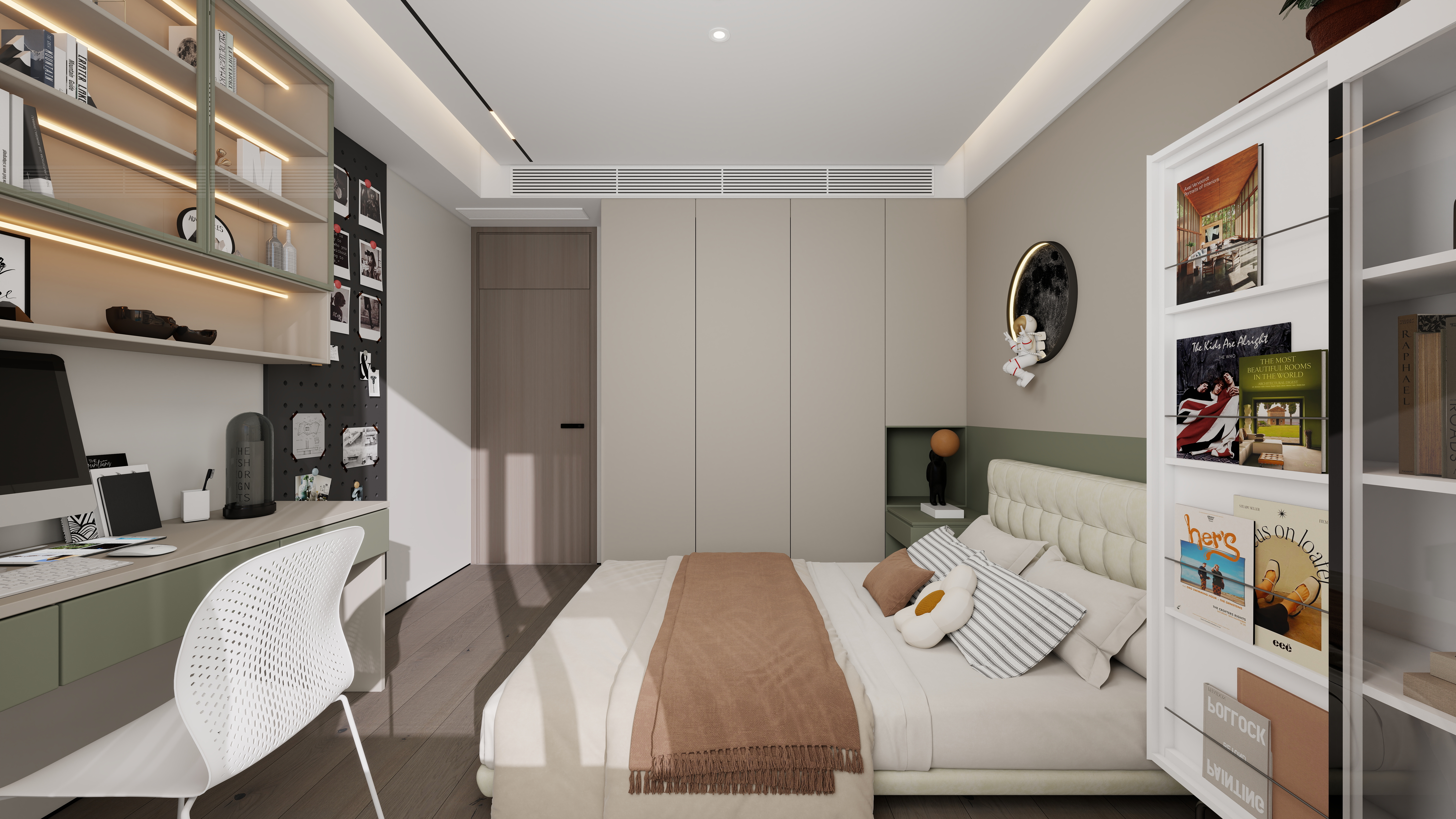 设计师丨胡月平-意式极简151㎡4室一层男孩房装修效果图第1张