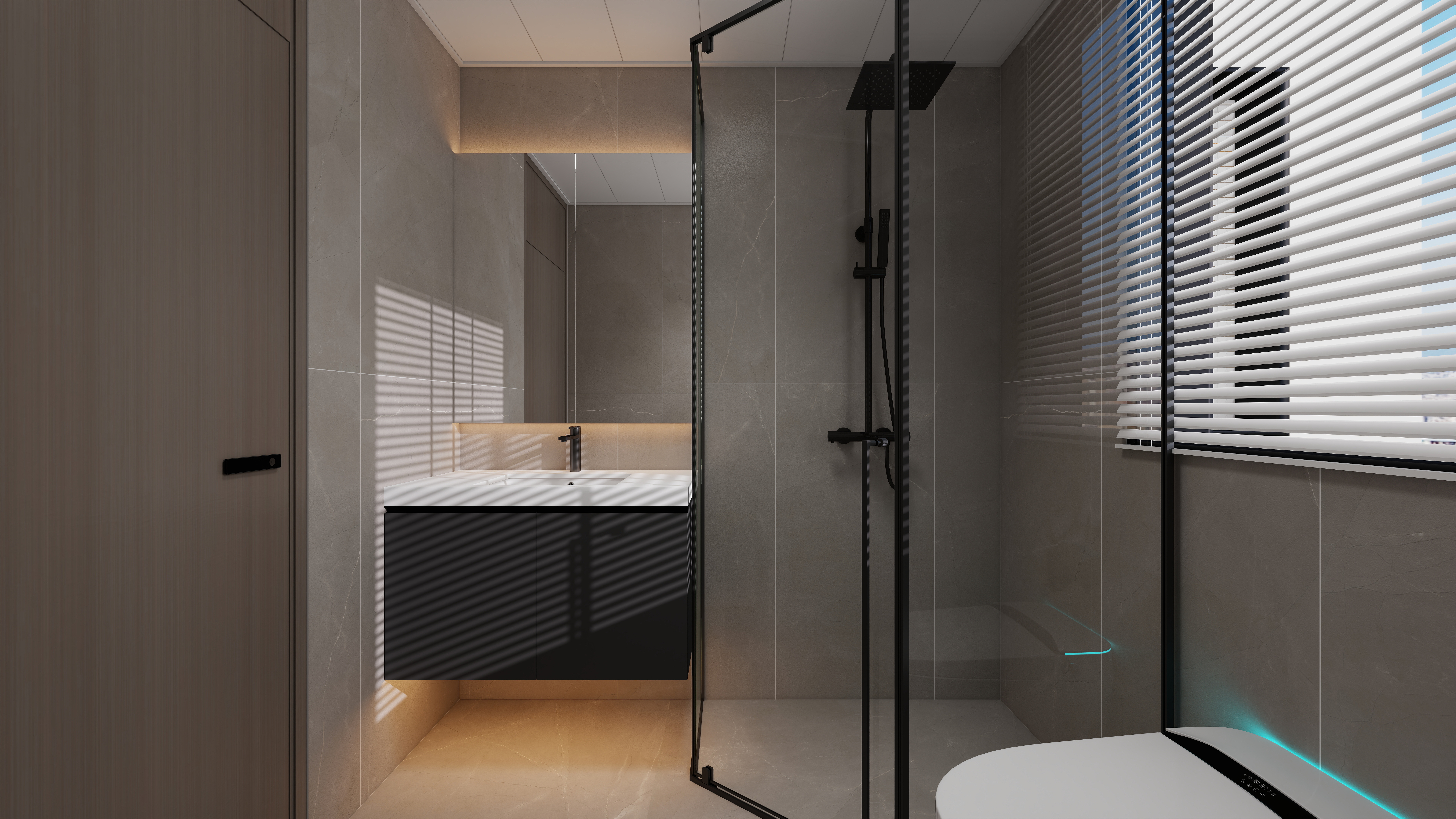 设计师丨胡月平-意式极简151㎡4室一层卫生间装修效果图第2张