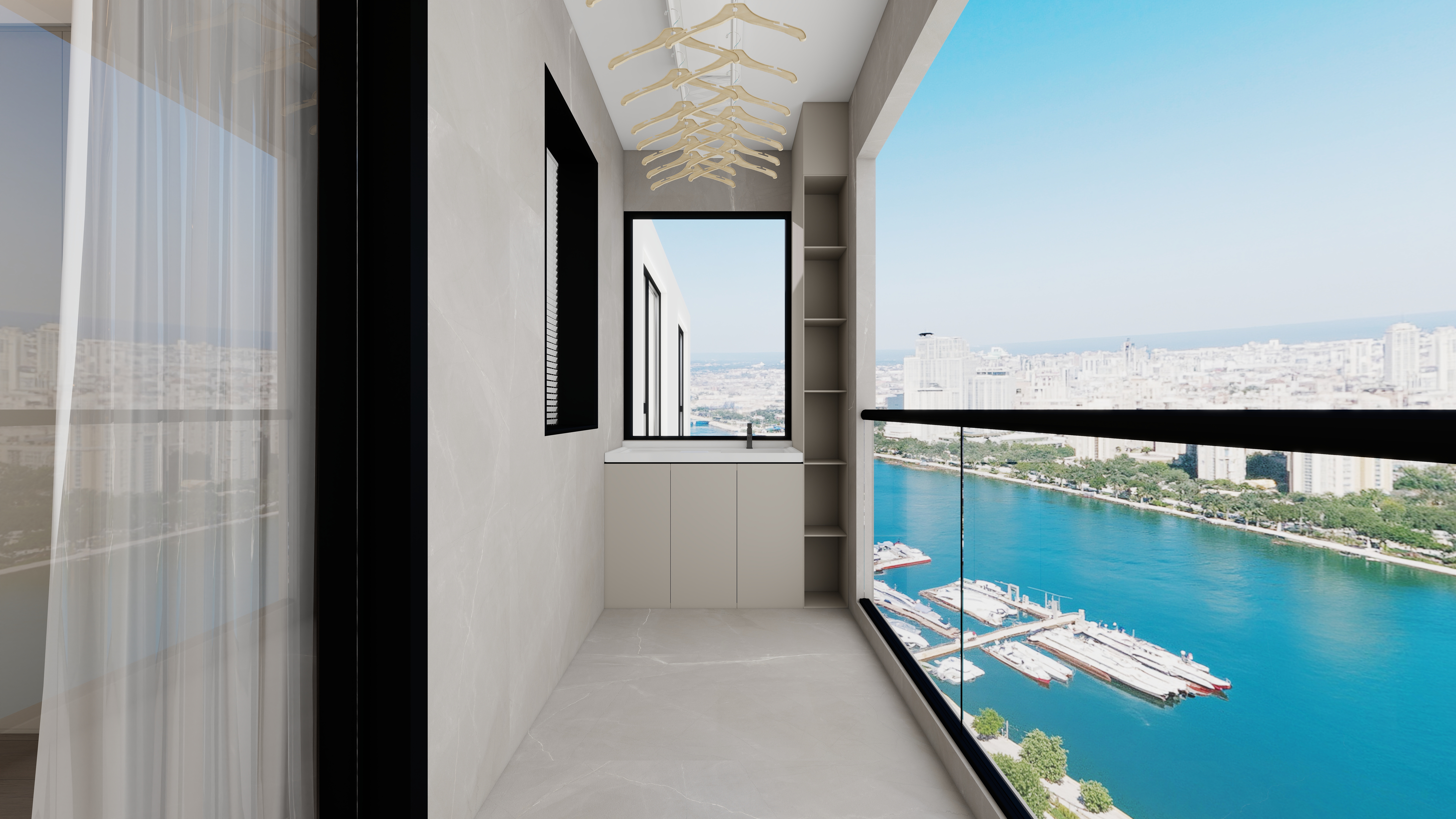 设计师丨胡月平-意式极简151㎡4室一层生活阳台装修效果图第1张