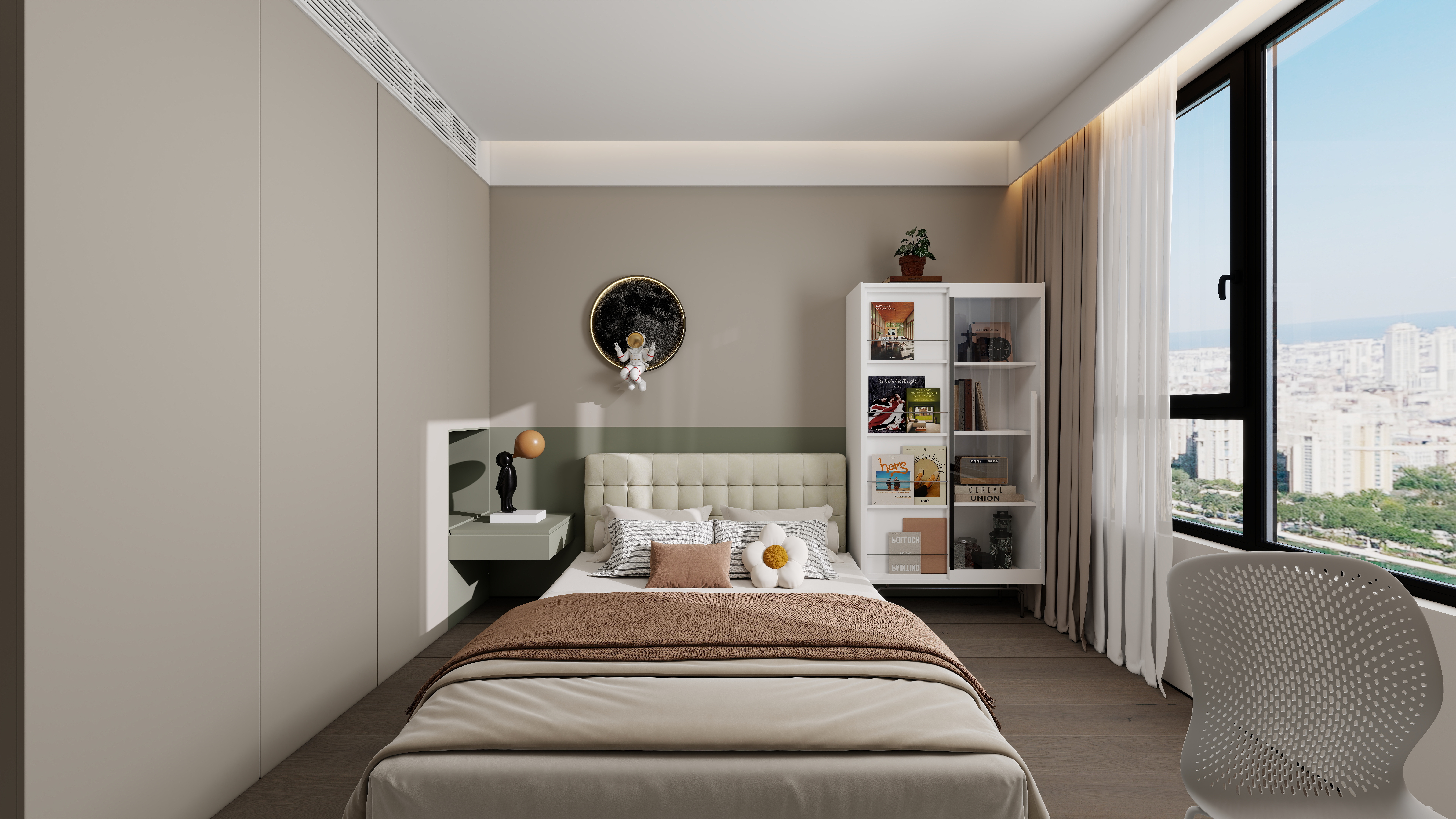 设计师丨胡月平-意式极简151㎡4室一层男孩房装修效果图第2张