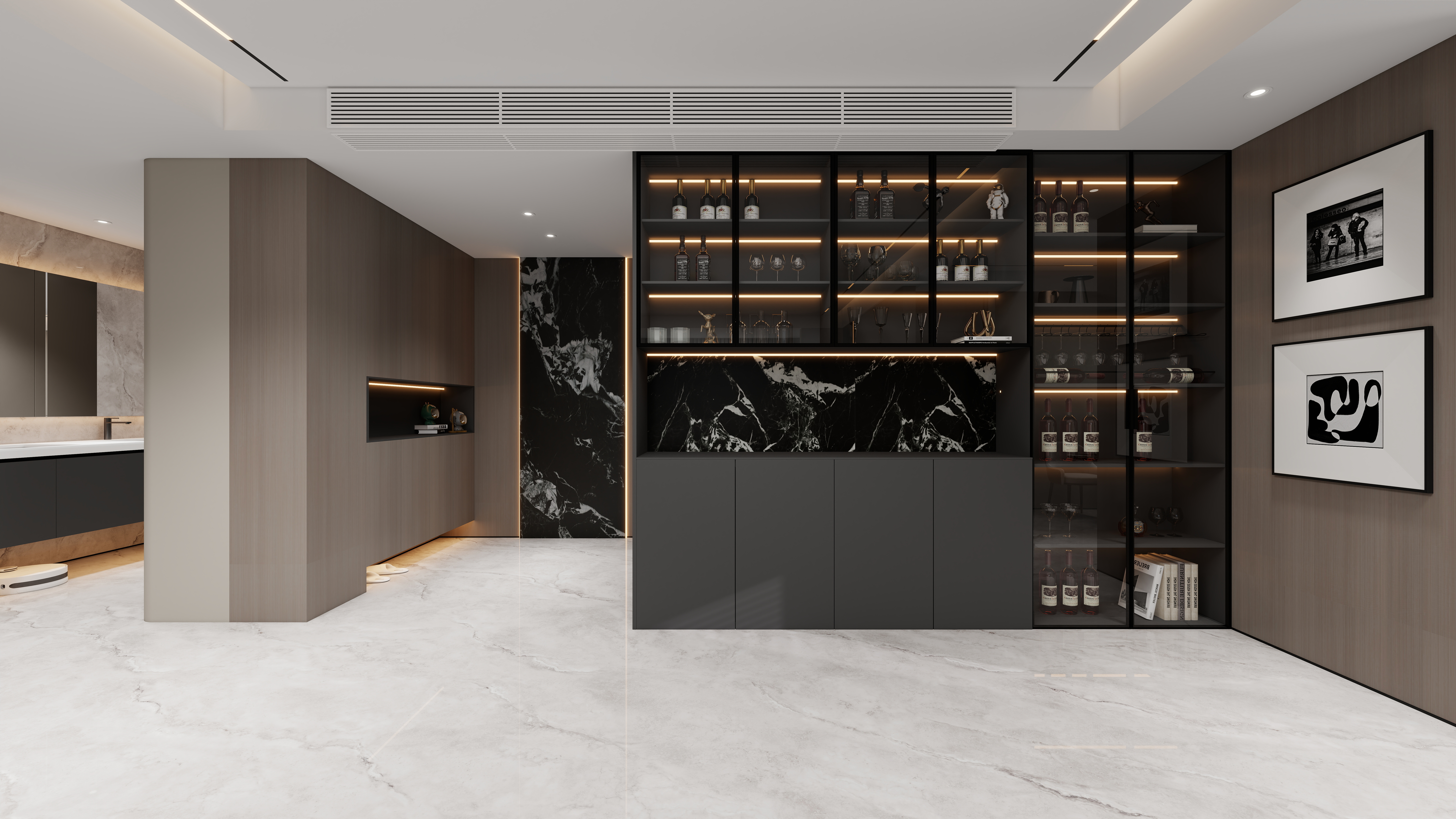 设计师丨胡月平-意式极简151㎡4室一层客餐厅装修效果图第3张