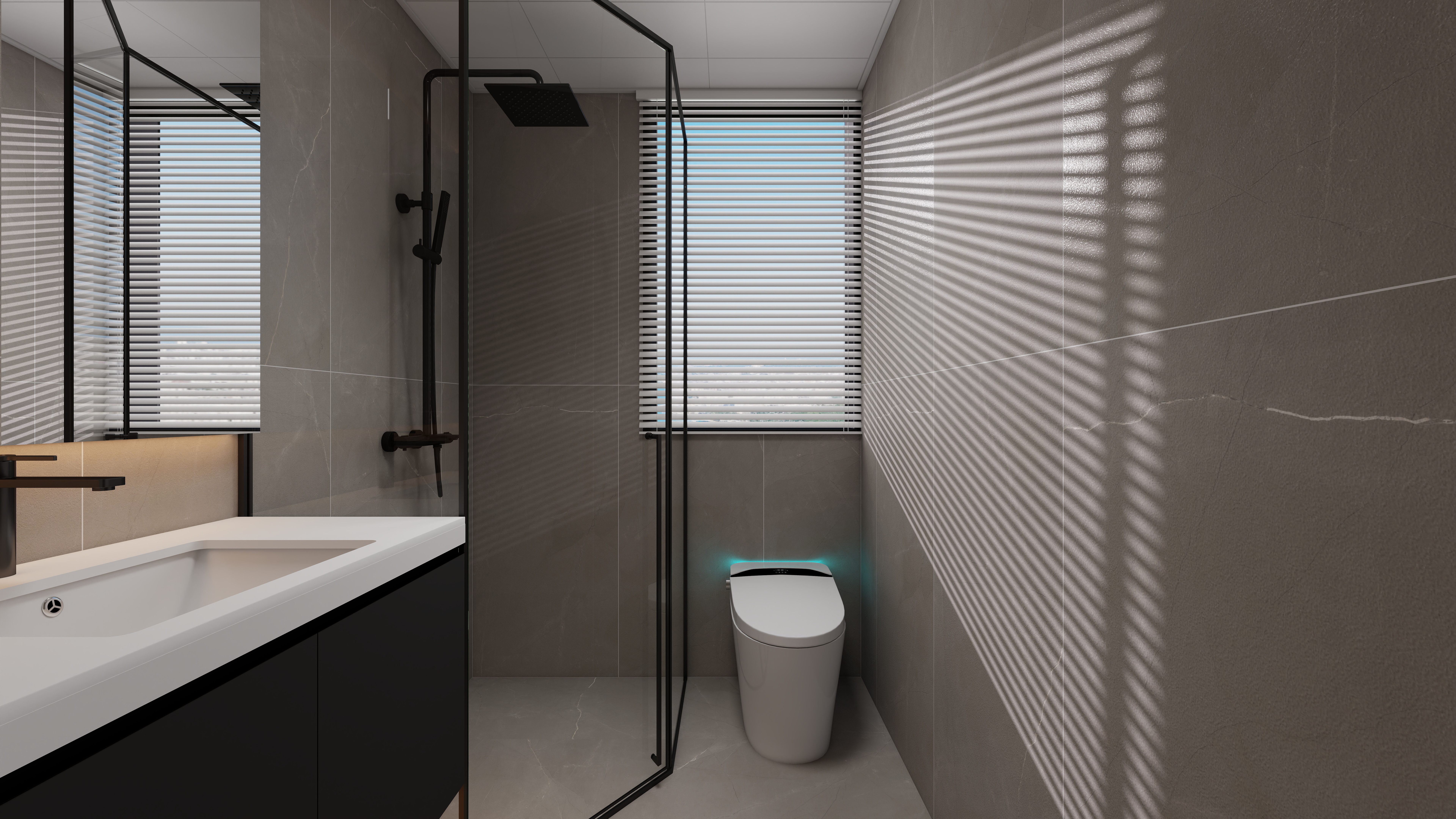 设计师丨胡月平-意式极简151㎡4室一层卫生间装修效果图第1张